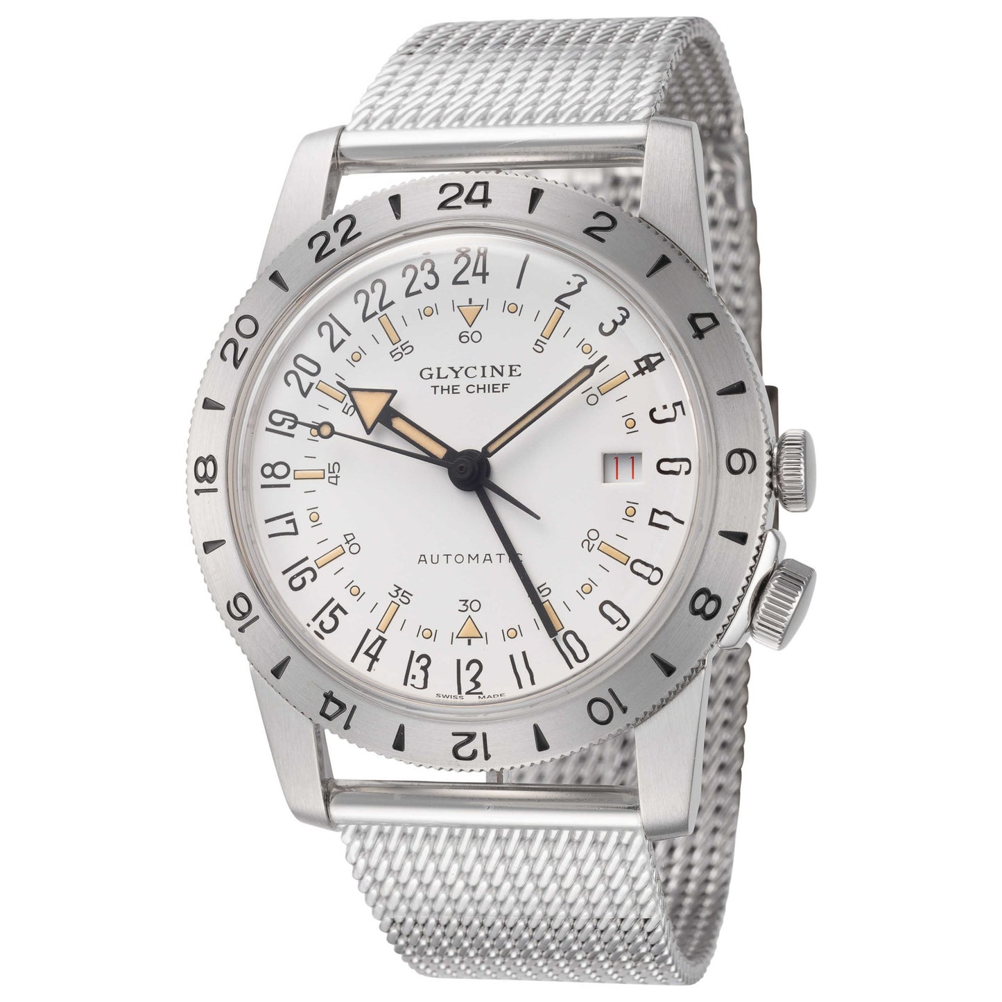 Front view of Glycine Airman The Chief Vintage GMT Men's Automatic Watch GL0466