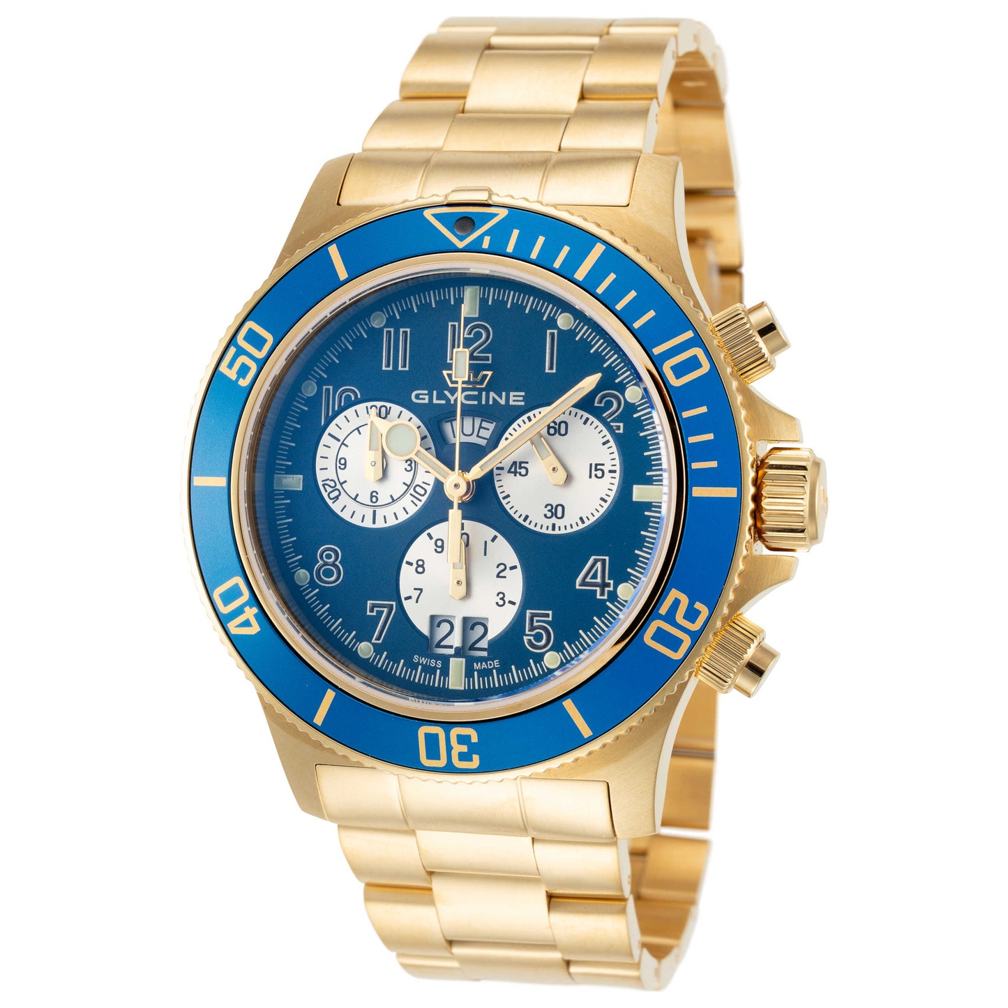 Front view of Glycine Combat Sub Quartz Chronograph Men's Quartz Watch GL1003