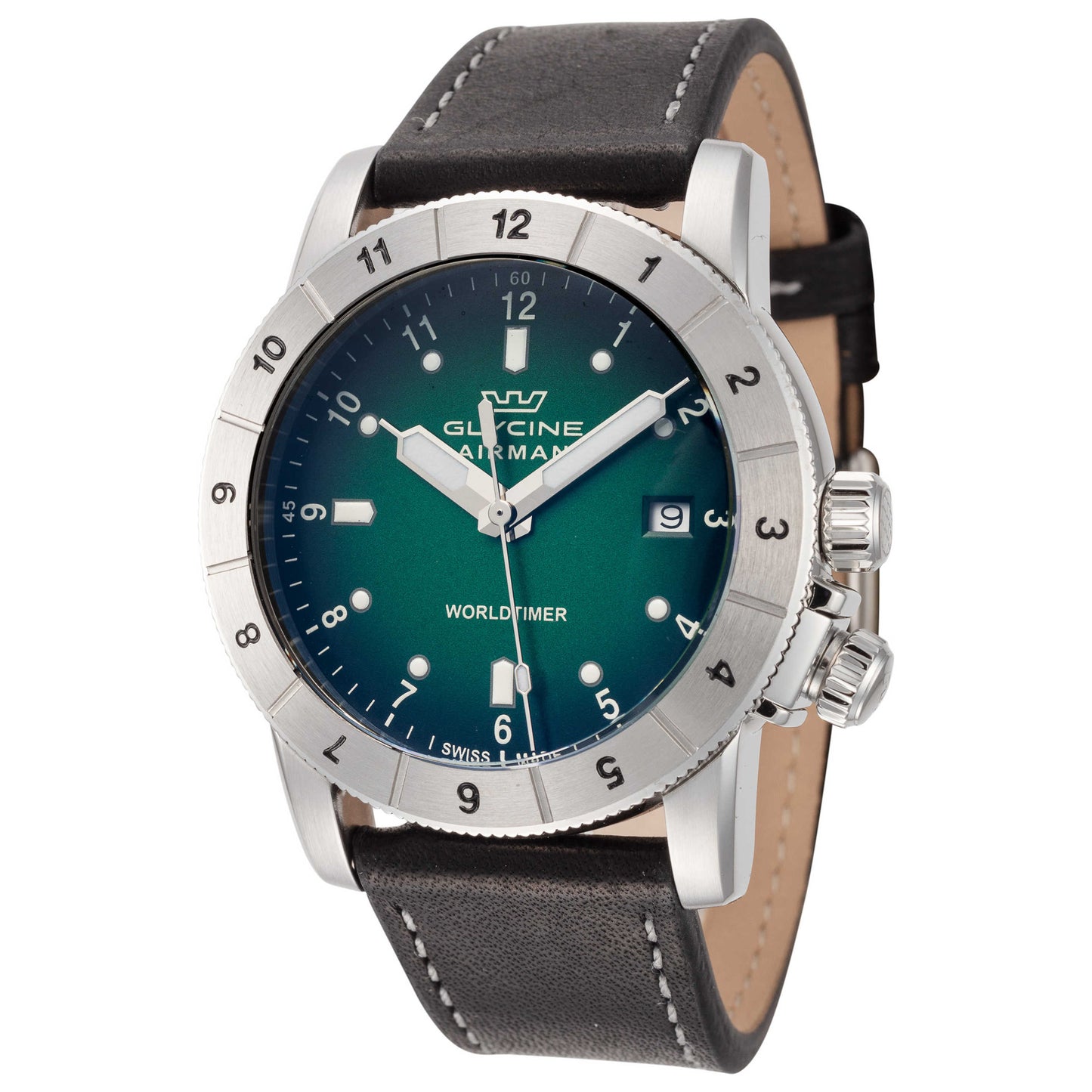 Front view of Glycine Airman Worldtimer Men's Quartz Watch GL1021