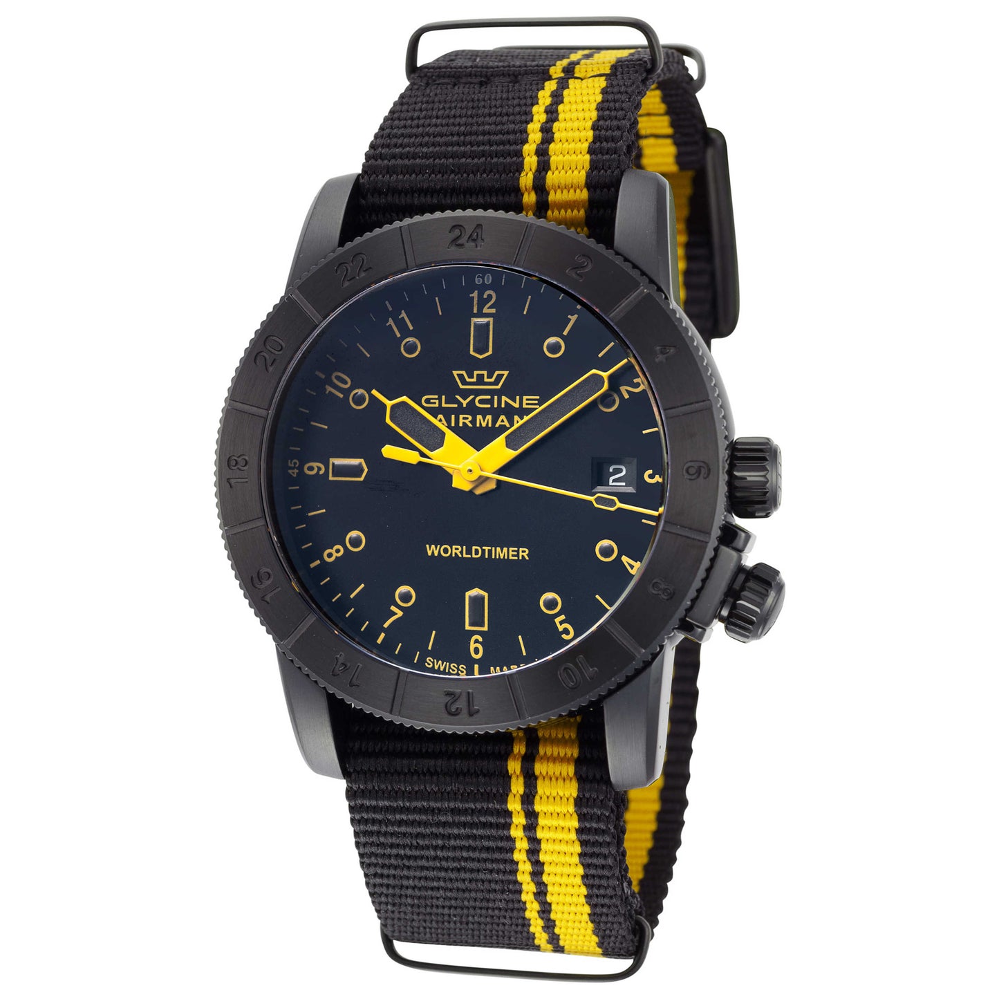 Front view of Glycine Airman Worldtimer Men's Quartz Watch GL1039