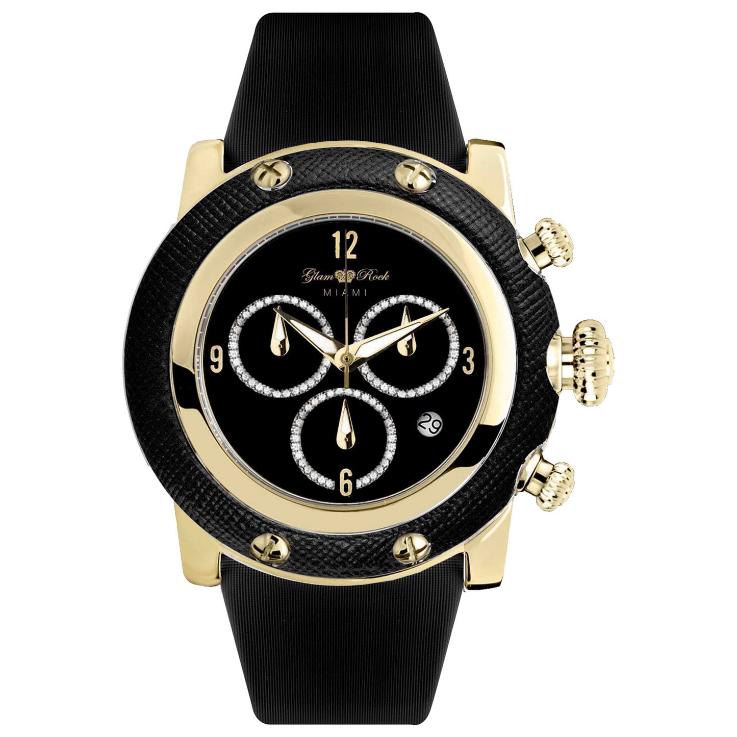 Front view of Glam Rock Miami Women's Quartz Watch GR11140YG