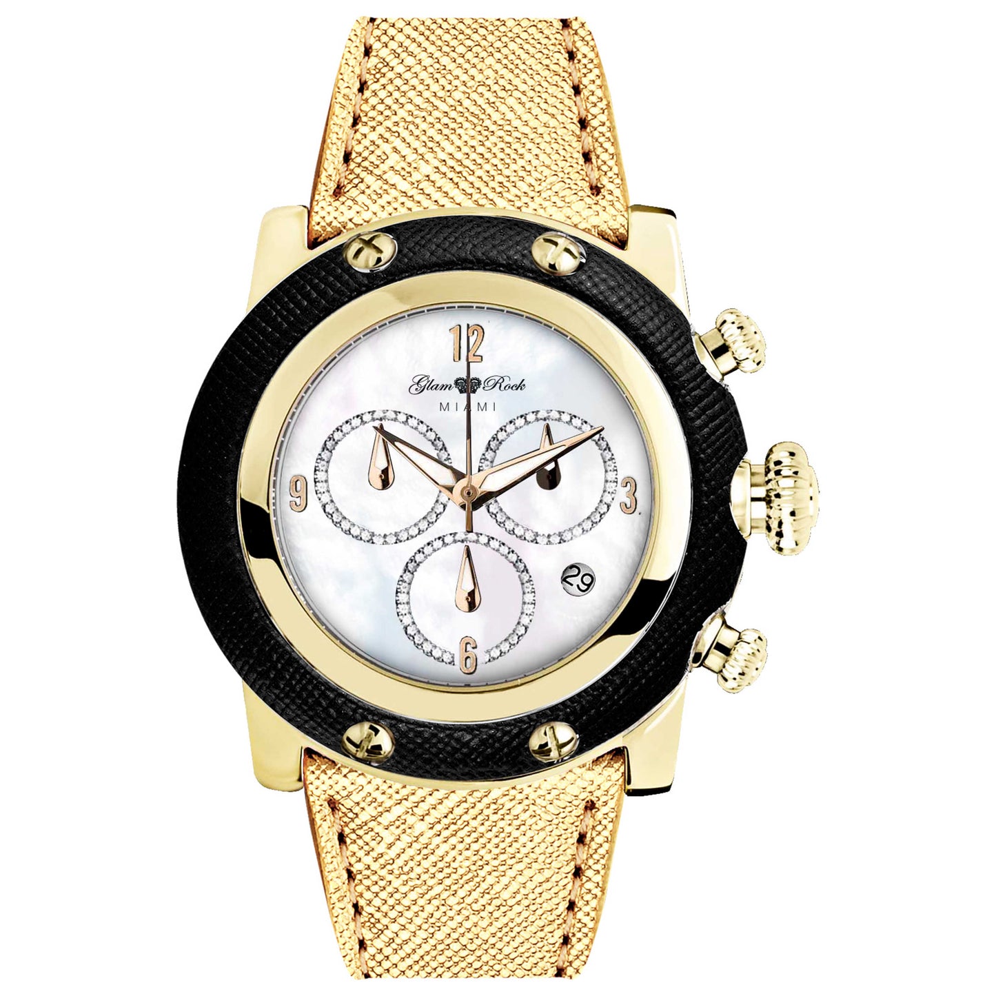 Front view of Glam Rock Miami Women's Quartz Watch GR11142YG