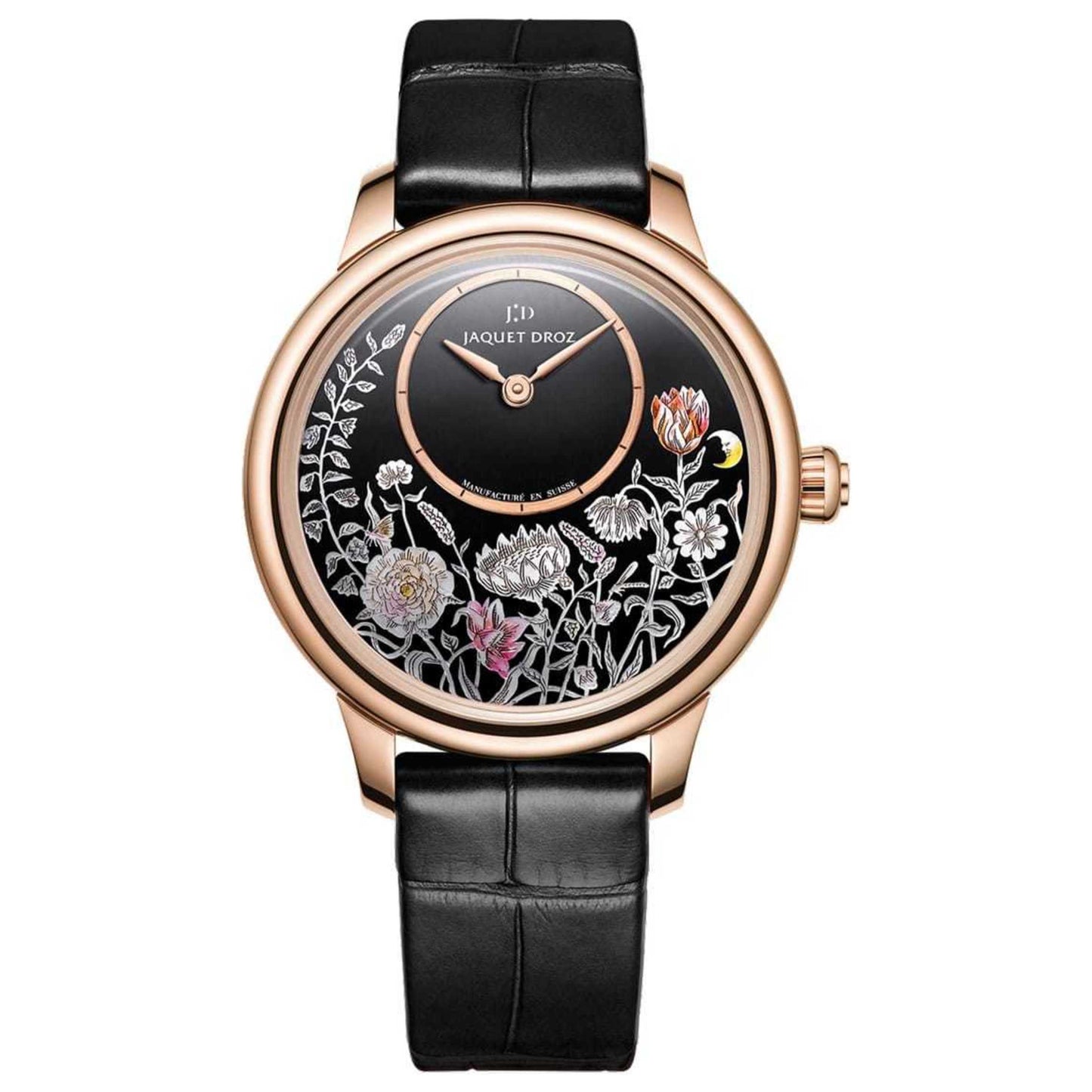 Front view of Jaquet Droz Petite Heure Women's Automatic Watch J005003219