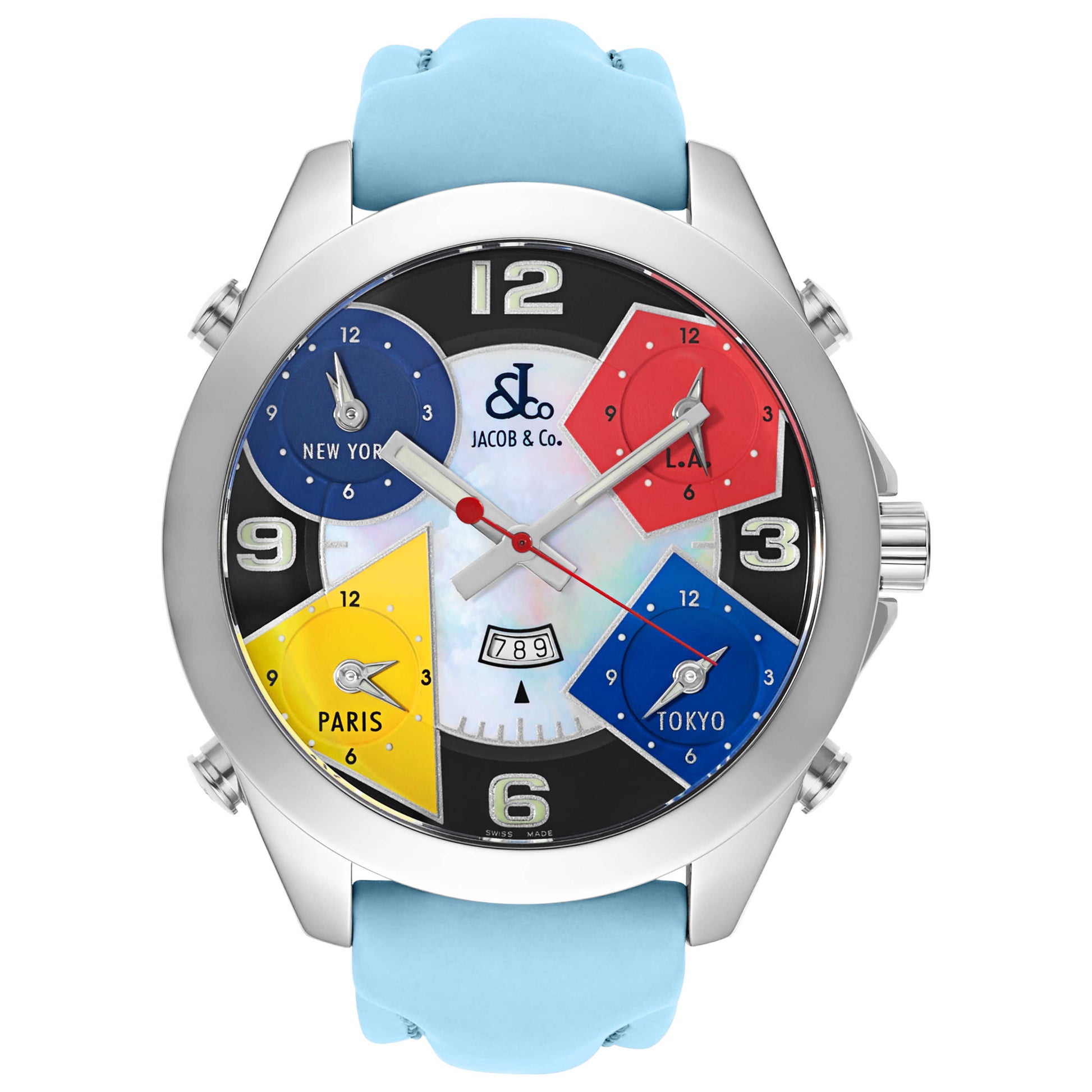 Front view of Jacob & Co. Five Time Zone Men's Swiss Quartz (Battery-Powered) Watch JC-4