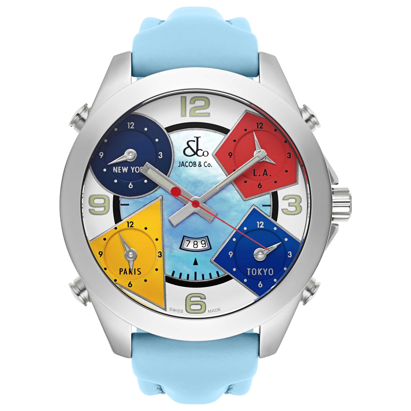 Front view of Jacob & Co. Five Time Zone Men's Swiss Quartz (Battery-Powered) Watch JC-7