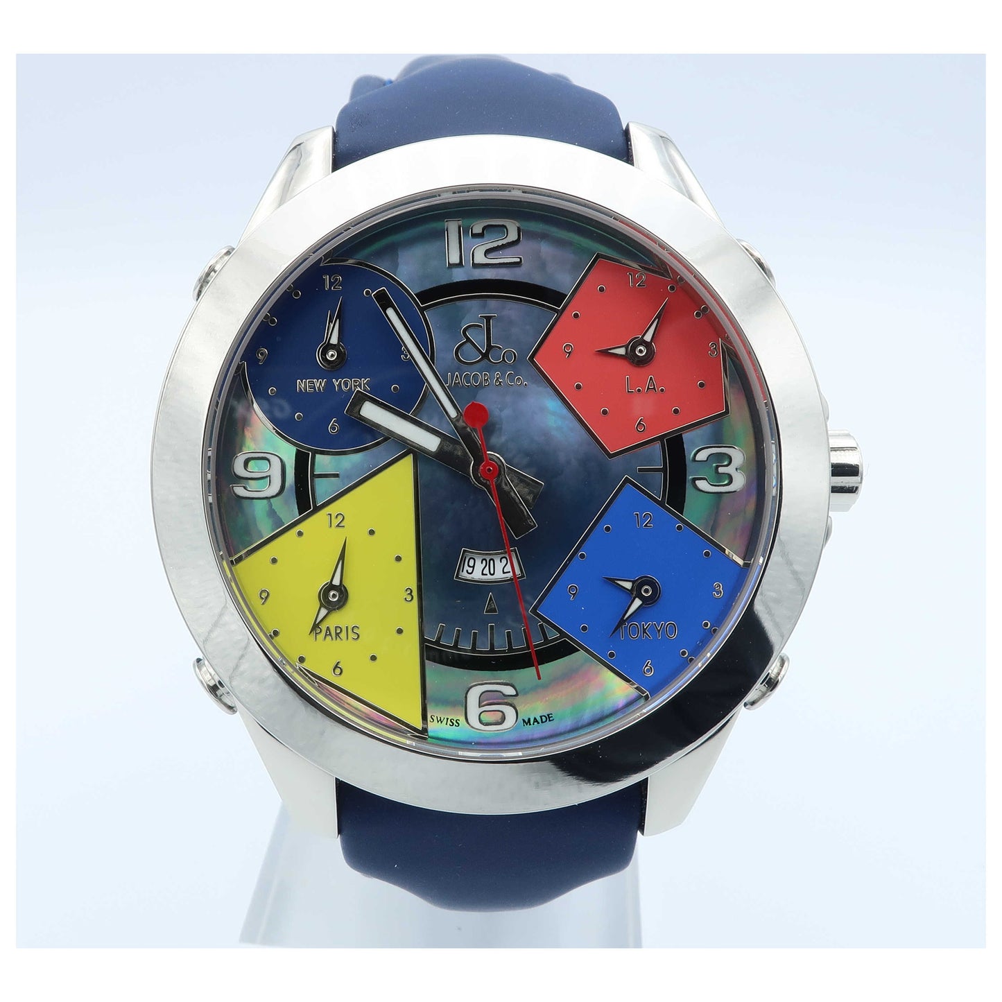 Front view of Jacob & Co. Five Time Zone Men's Swiss Quartz (Battery-Powered) Watch JC-8-SD2