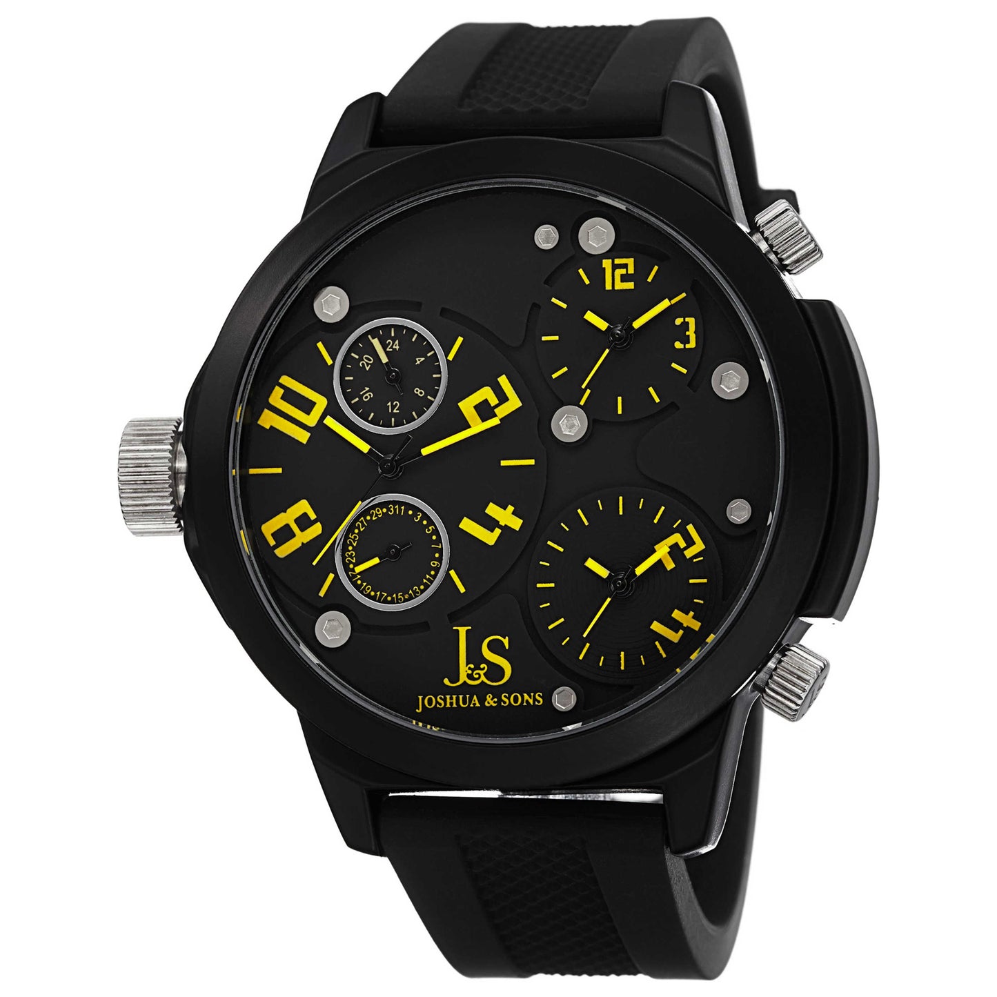 Front view of Joshua & Sons Classic Men's Japanese Quartz (Battery-Powered) Watch JS-40-YL