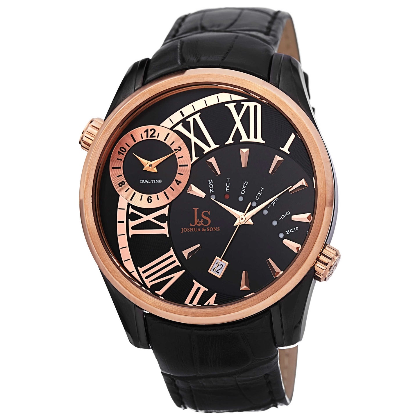 Front view of Joshua & Sons Classic Men's Japanese Quartz (Battery-Powered) Watch JS72BKR