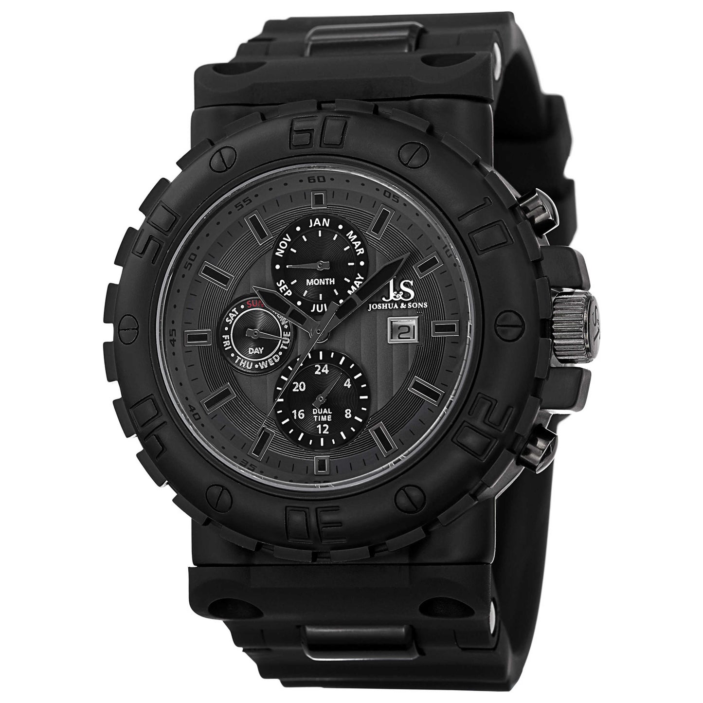 Front view of Joshua & Sons Classic Men's Swiss Quartz (Battery-Powered) Watch JS89BK