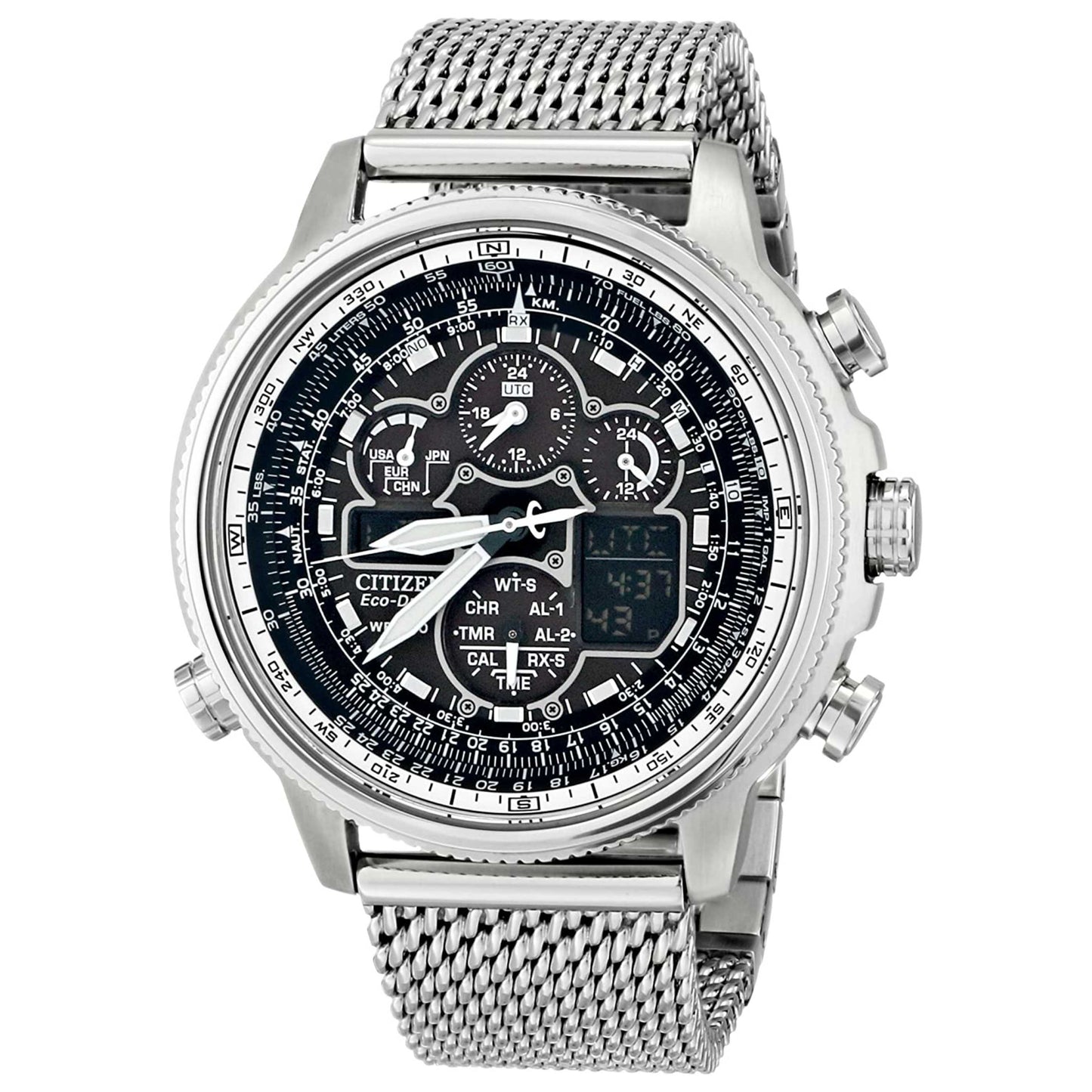 Front view of Citizen Promaster Navihawk A-T Men's Solar Powered Quartz Eco-Drive Watch JY8030-83E
