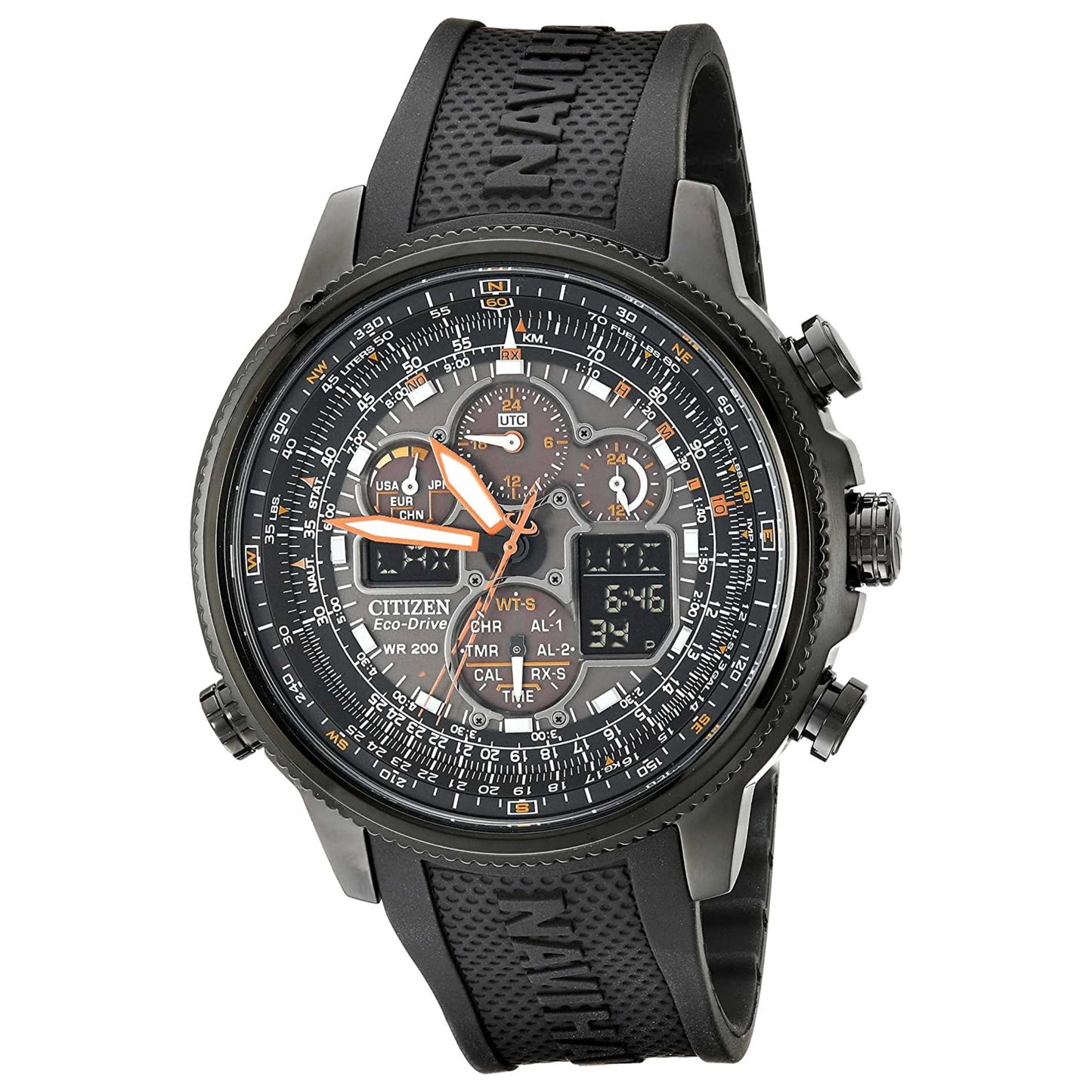 Front view of Citizen Promaster Navihawk A-T Men's Solar Powered Quartz Eco-Drive Watch JY8035-04E