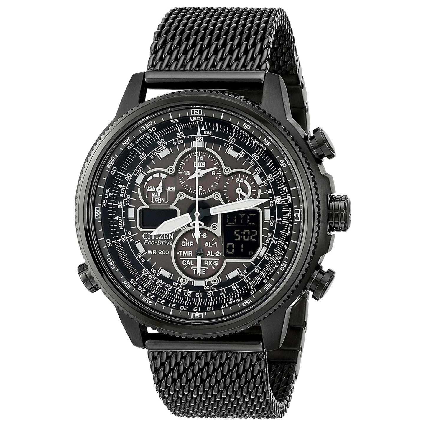 Front view of Citizen Promaster Navihawk A-T Men's Solar Powered Quartz Eco-Drive Watch JY8037-50E
