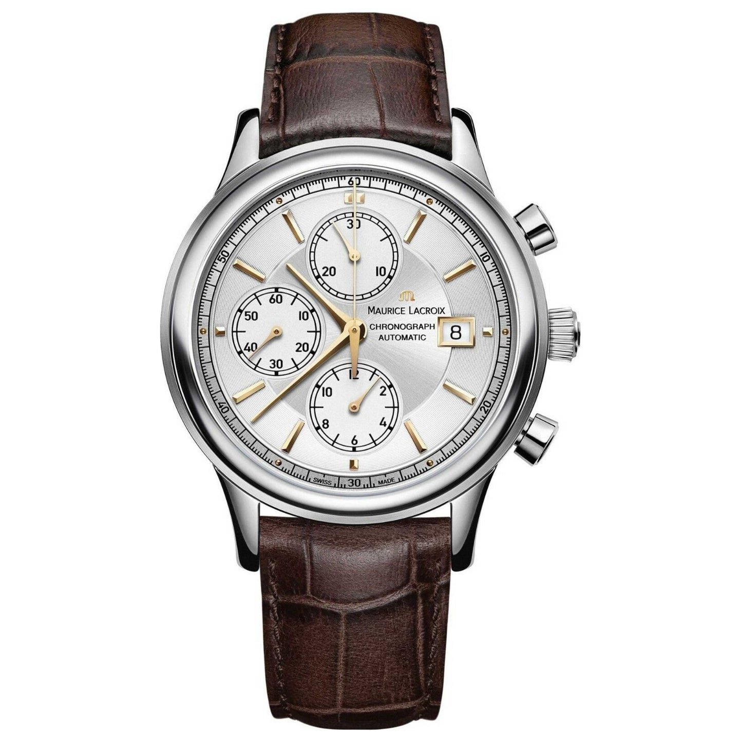 Front view of Maurice Lacroix Les Classiques Men's Automatic Watch LC6158-SS001-130-1
