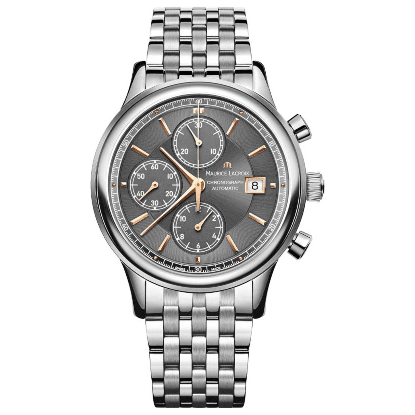 Front view of Maurice Lacroix Les Classiques Men's Automatic Watch LC6158-SS002-330-1