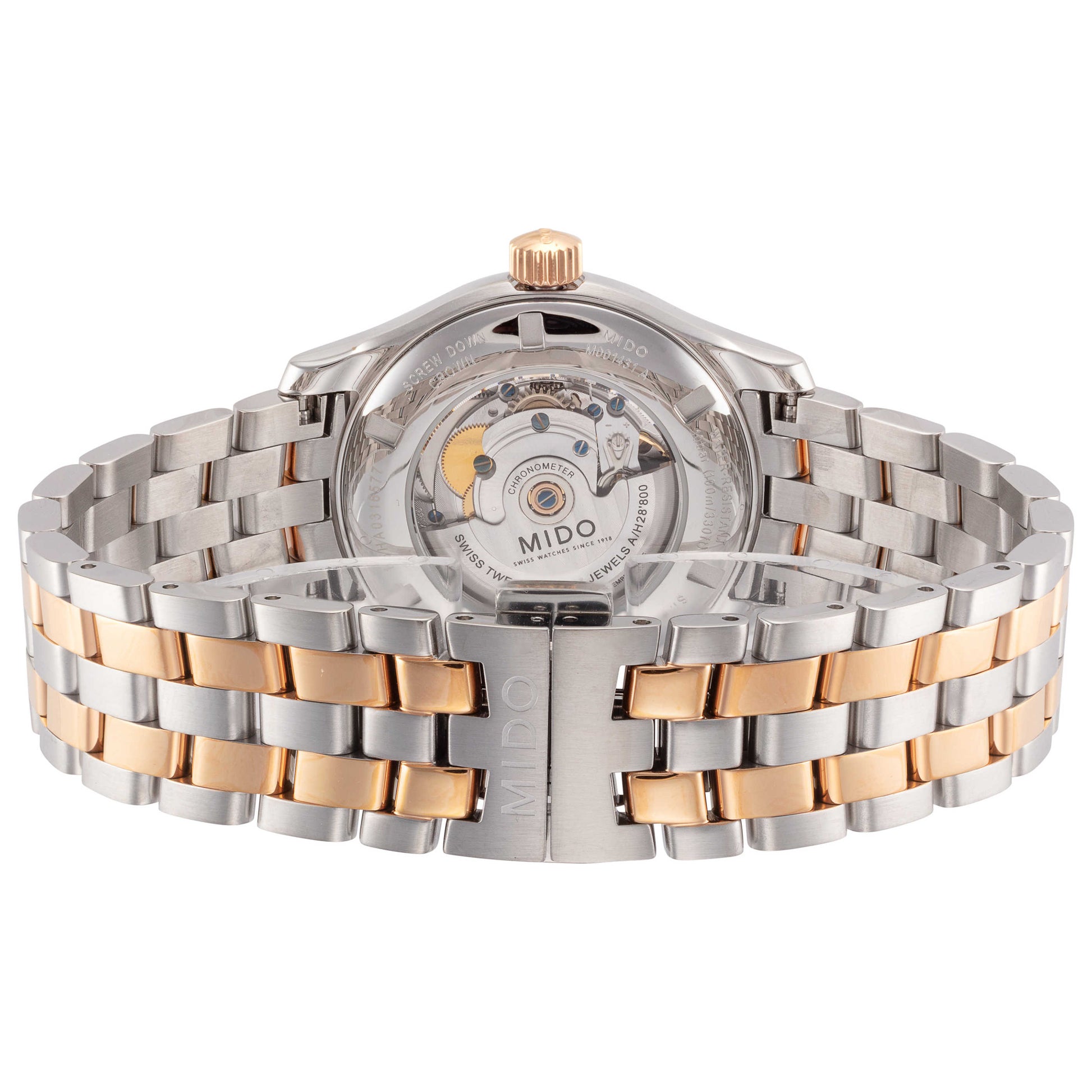Back view of Mido Belluna Men's Automatic Watch M0014312203692