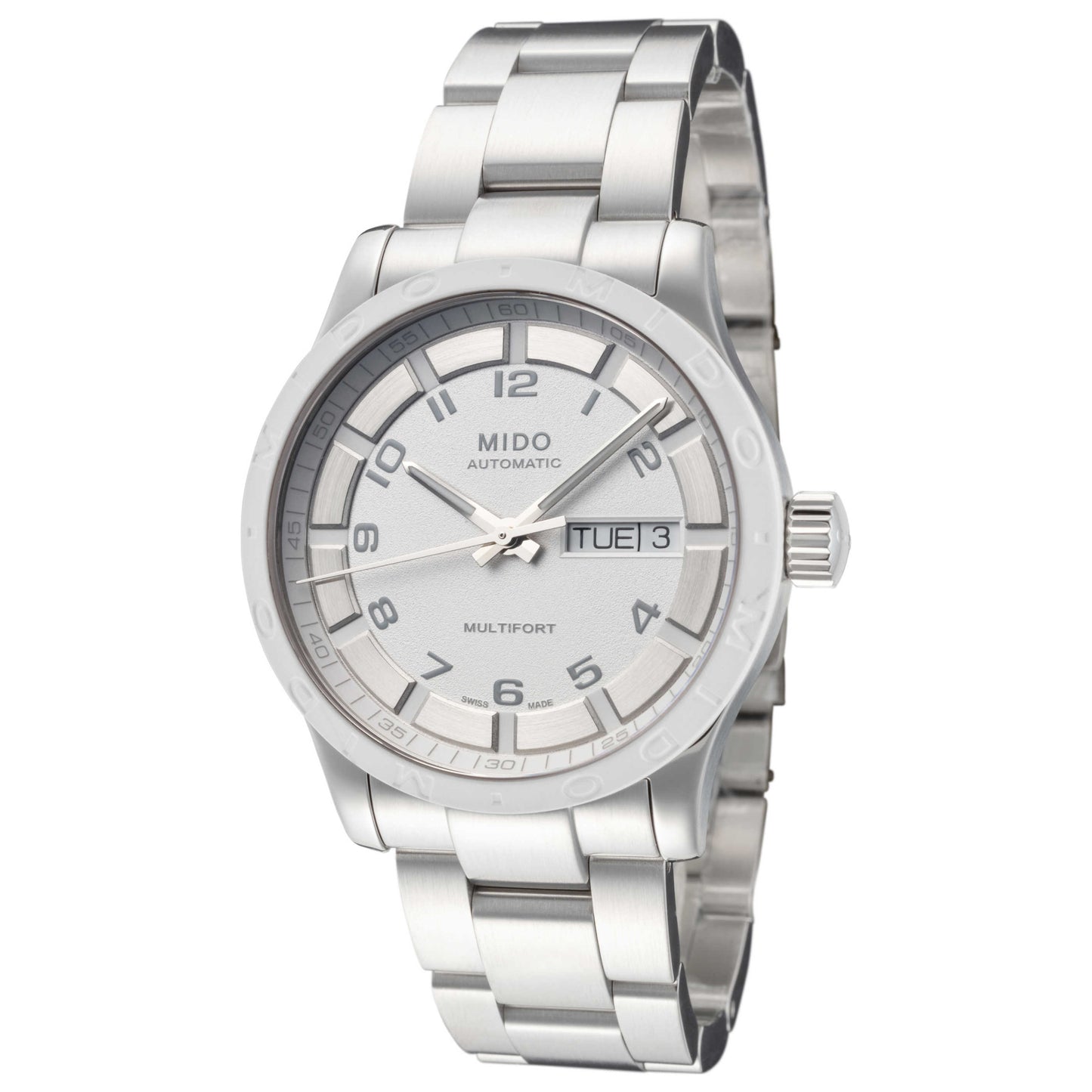 Front view of Mido Multifort II Rubber Bezel Men's Automatic Watch M0188301101200
