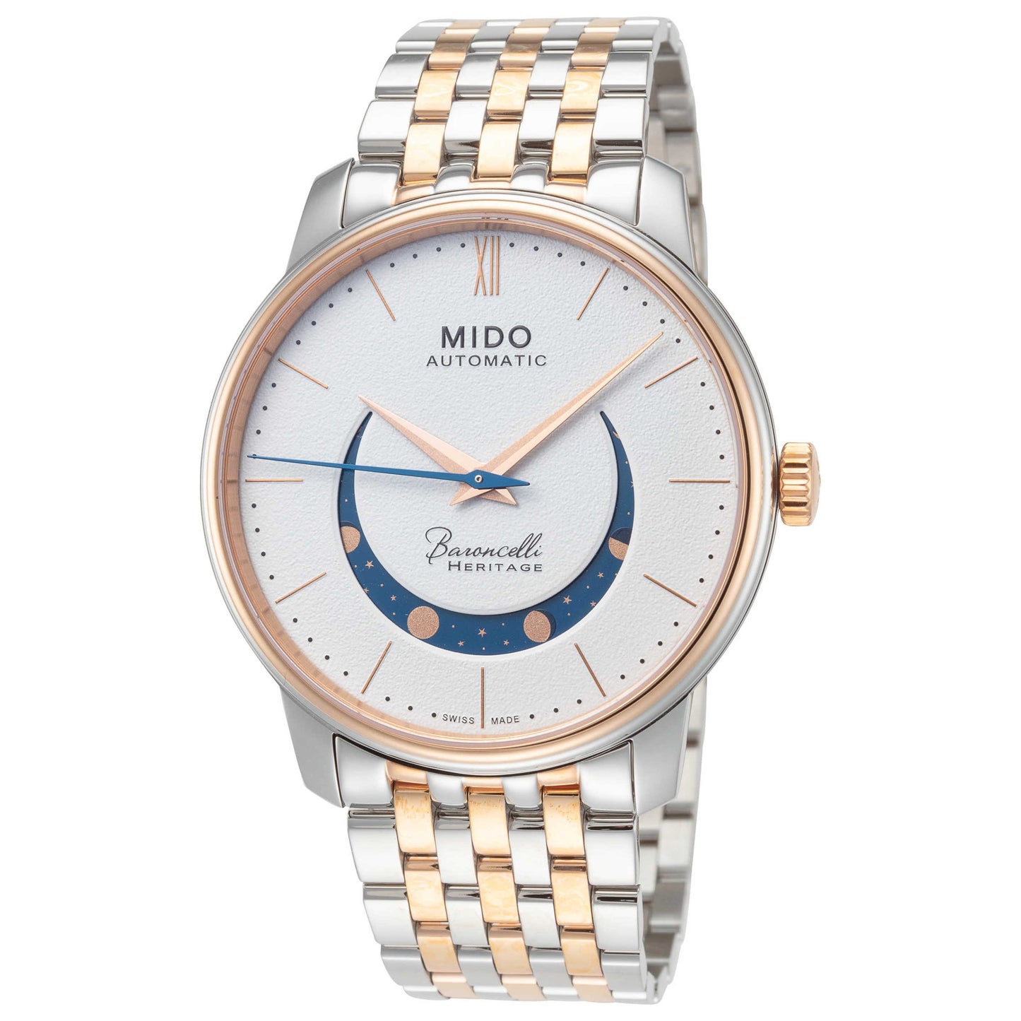 Front view of Mido Smiling Moon Men's Automatic Watch M0274072201001