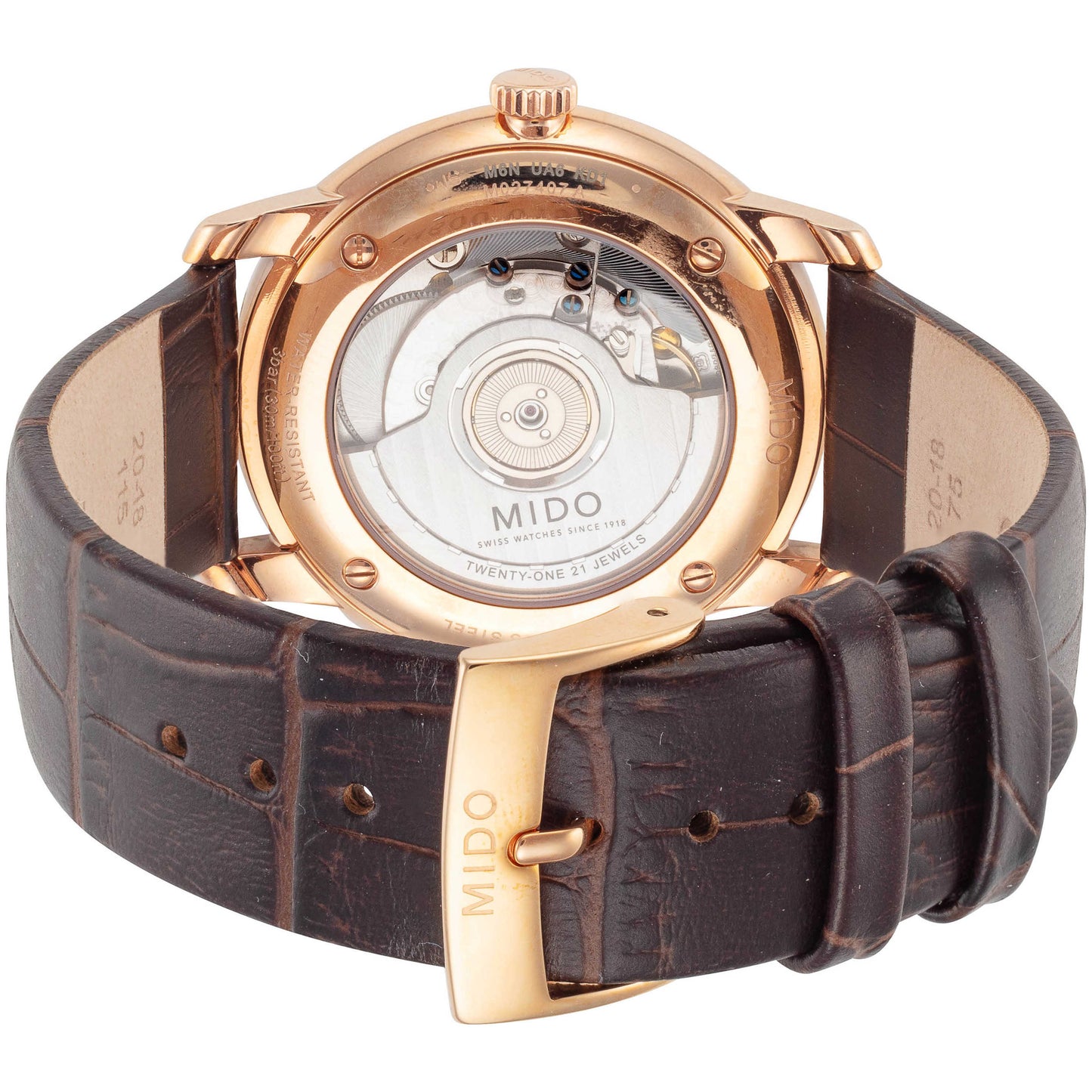 Back view of Mido Baroncelli II Men's Automatic Watch M0274073608000