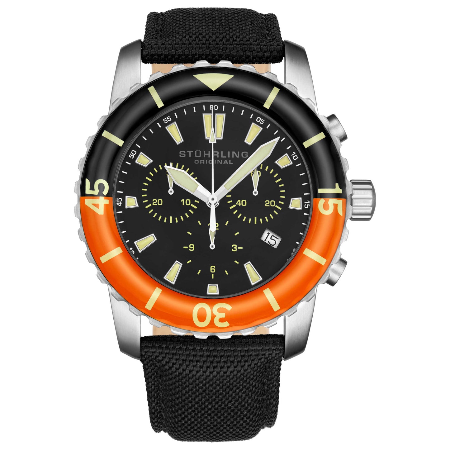 Front view of Stuhrling Aquadiver Men's Quartz Watch M14566