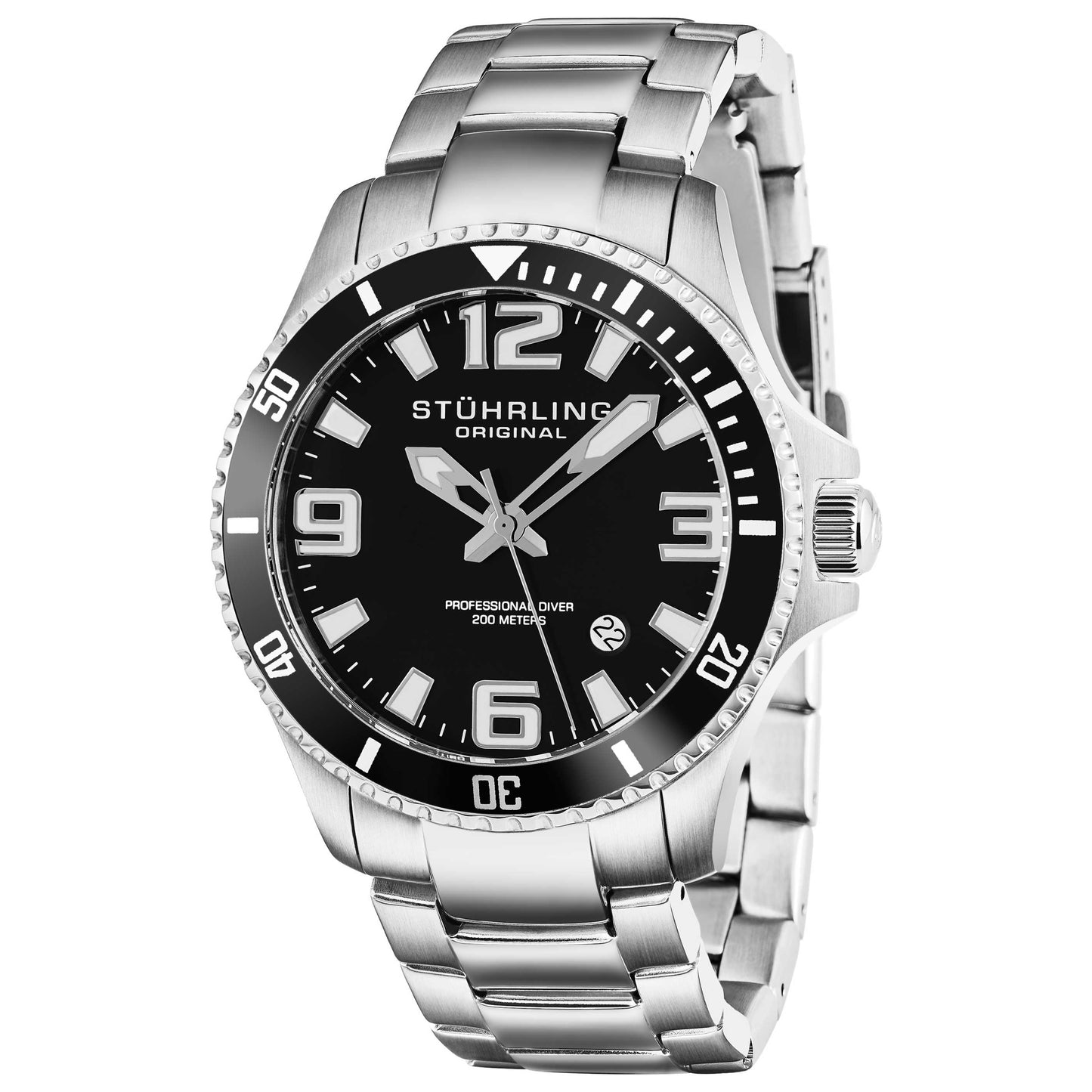 Front view of Stuhrling Aquadiver Men's Quartz Watch M14595