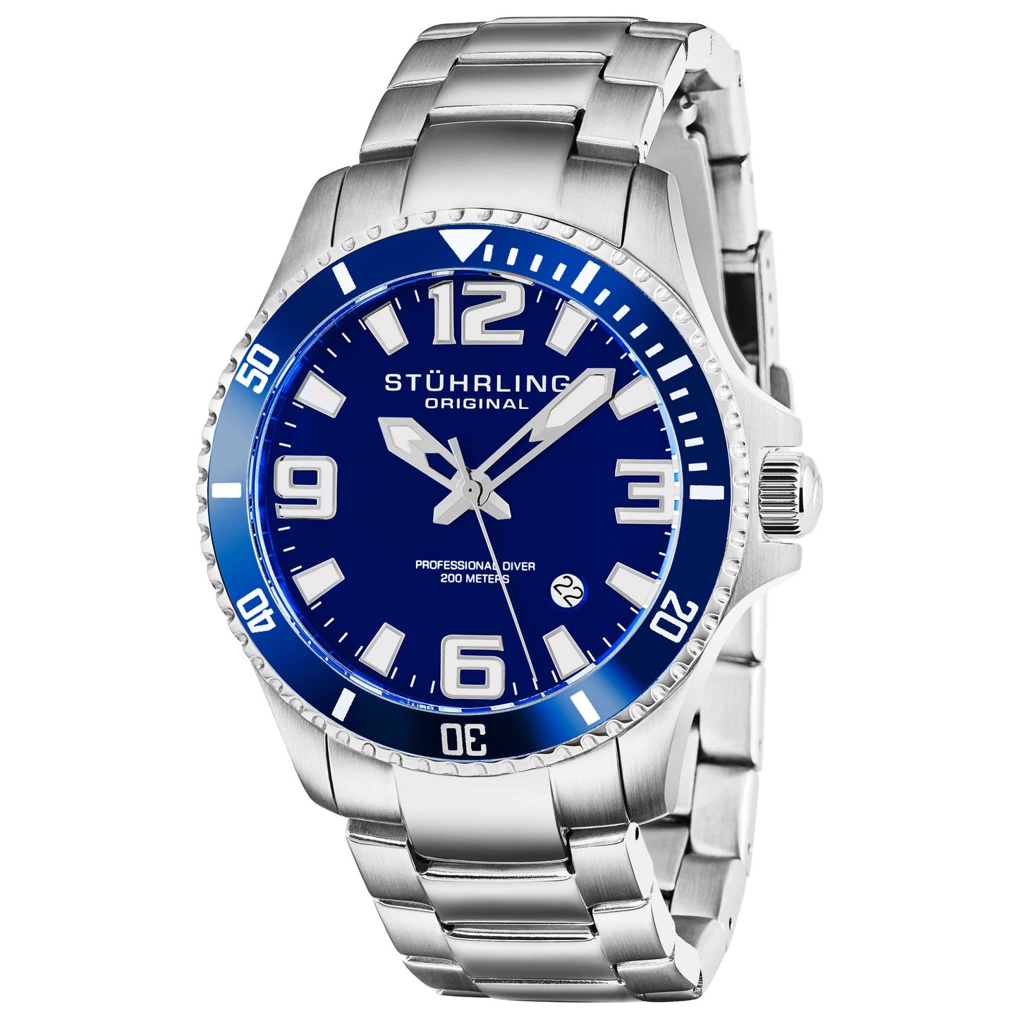 Front view of Stuhrling Aquadiver Men's Quartz Watch M14596