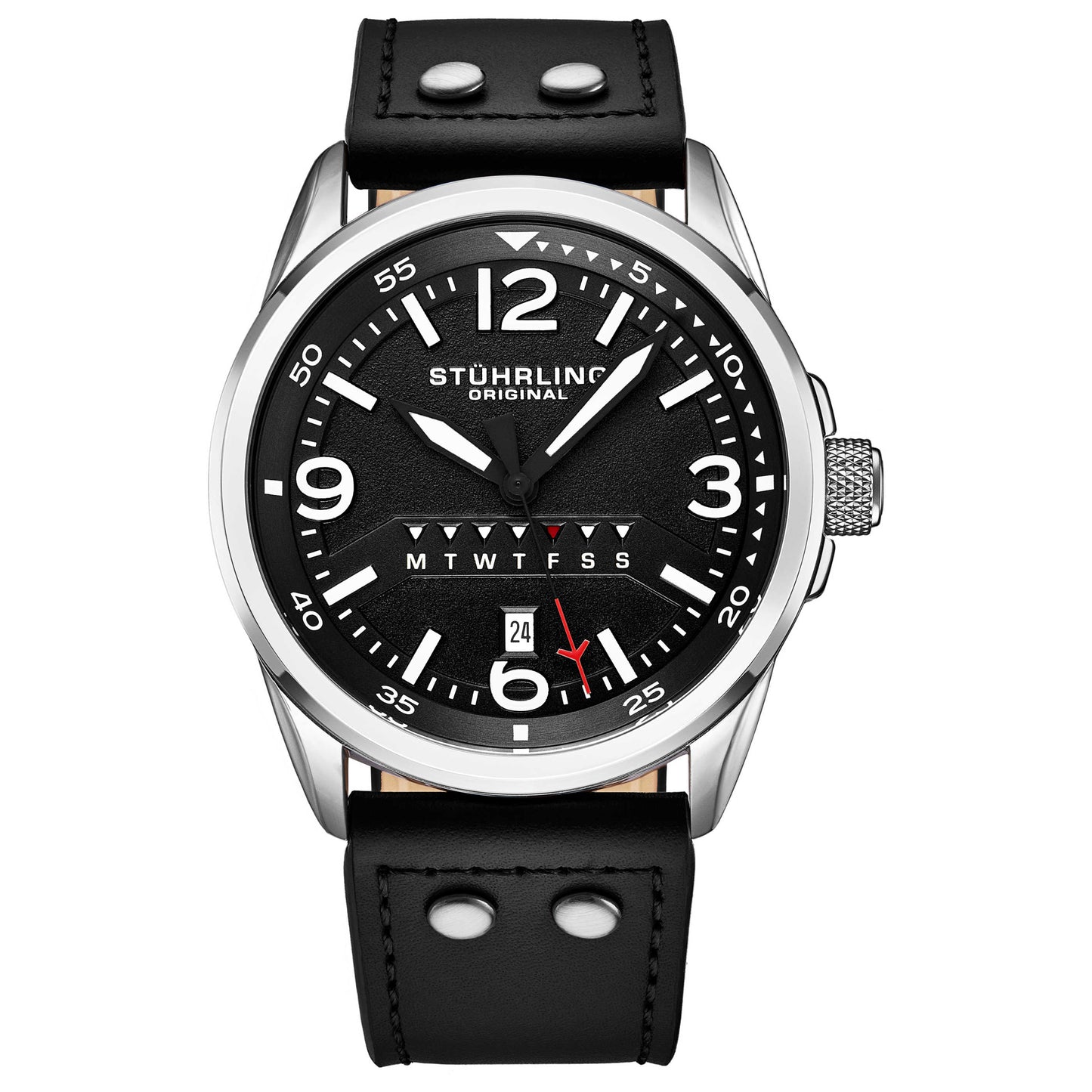 Front view of Stuhrling Aviator Men's Quartz Watch M14601
