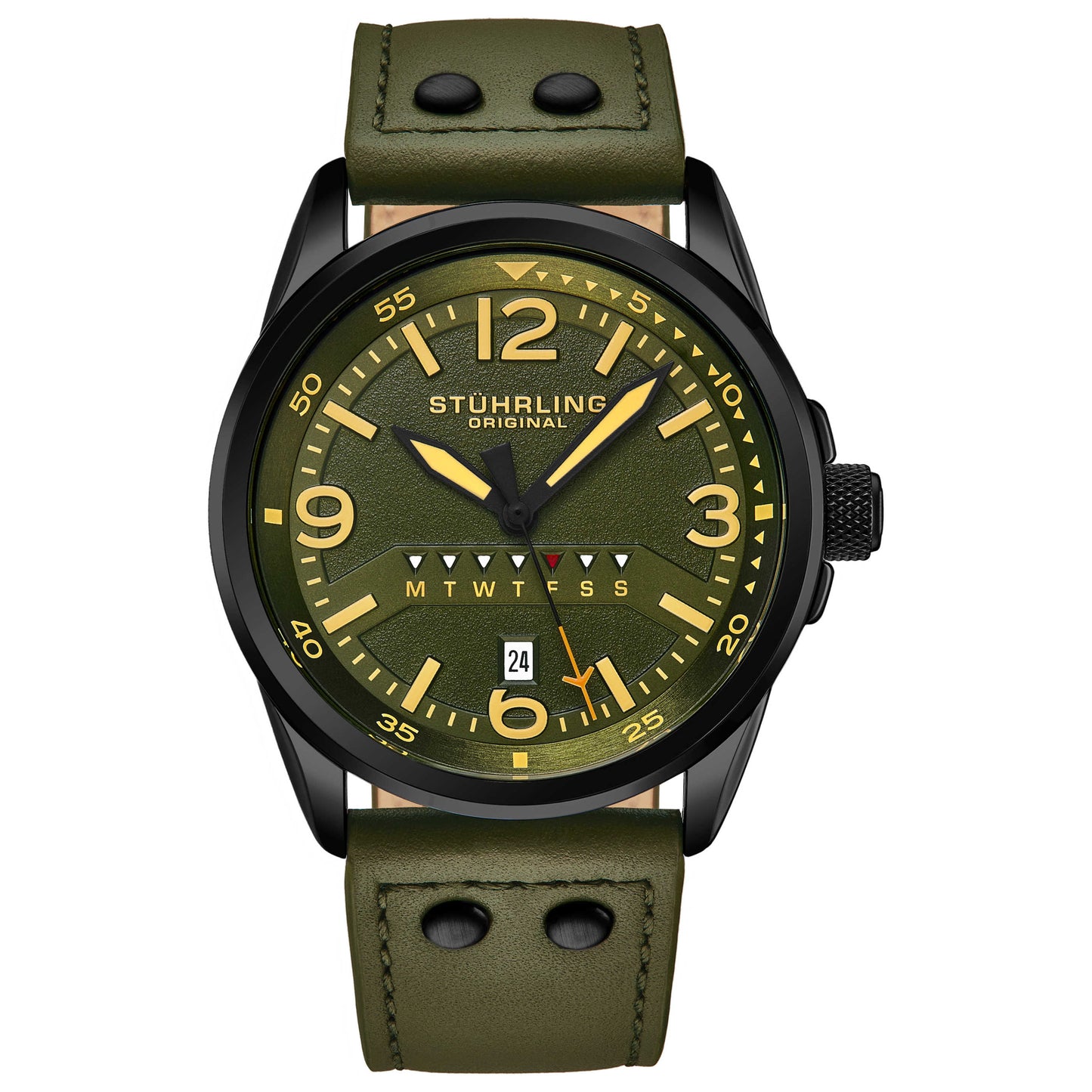 Front view of Stuhrling Aviator Men's Quartz Watch M14605