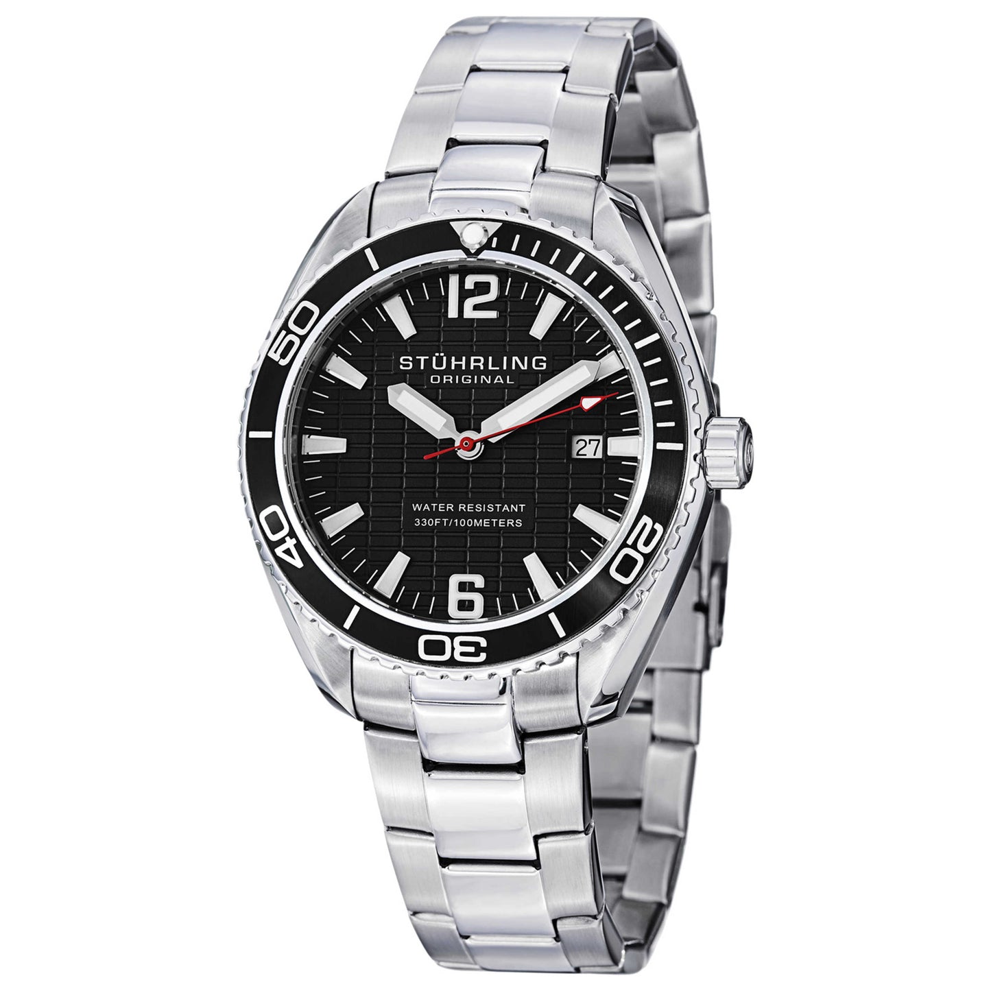 Front view of Stuhrling Aquadiver Men's Quartz Watch M14618