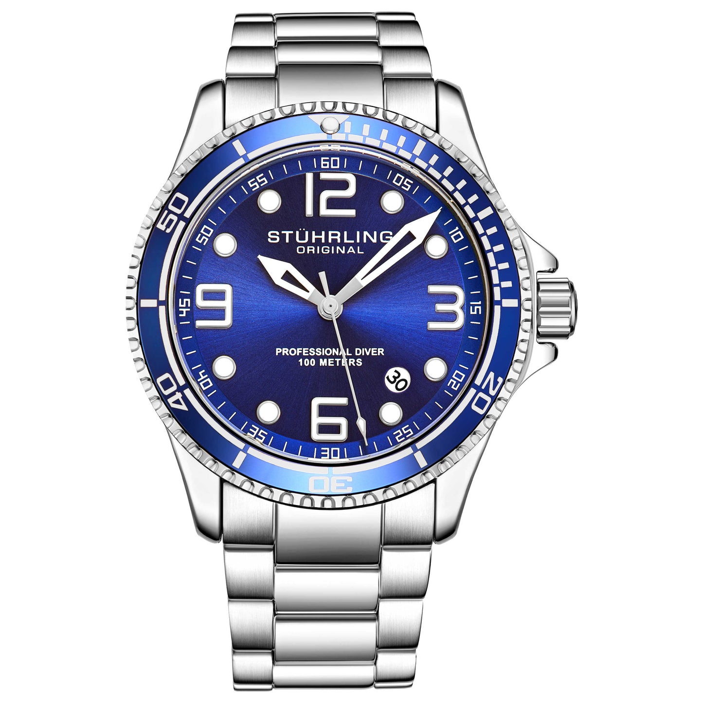 Front view of Stuhrling Aquadiver Men's Quartz Watch M14995