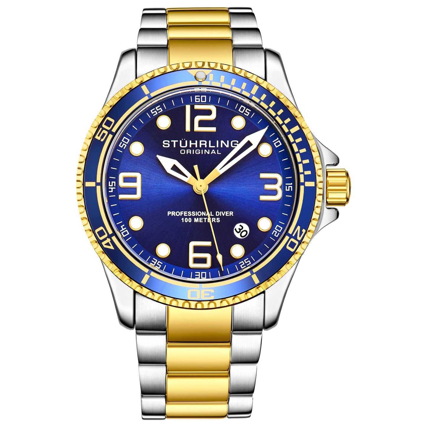 Front view of Stuhrling Aquadiver Men's Quartz Watch M14998