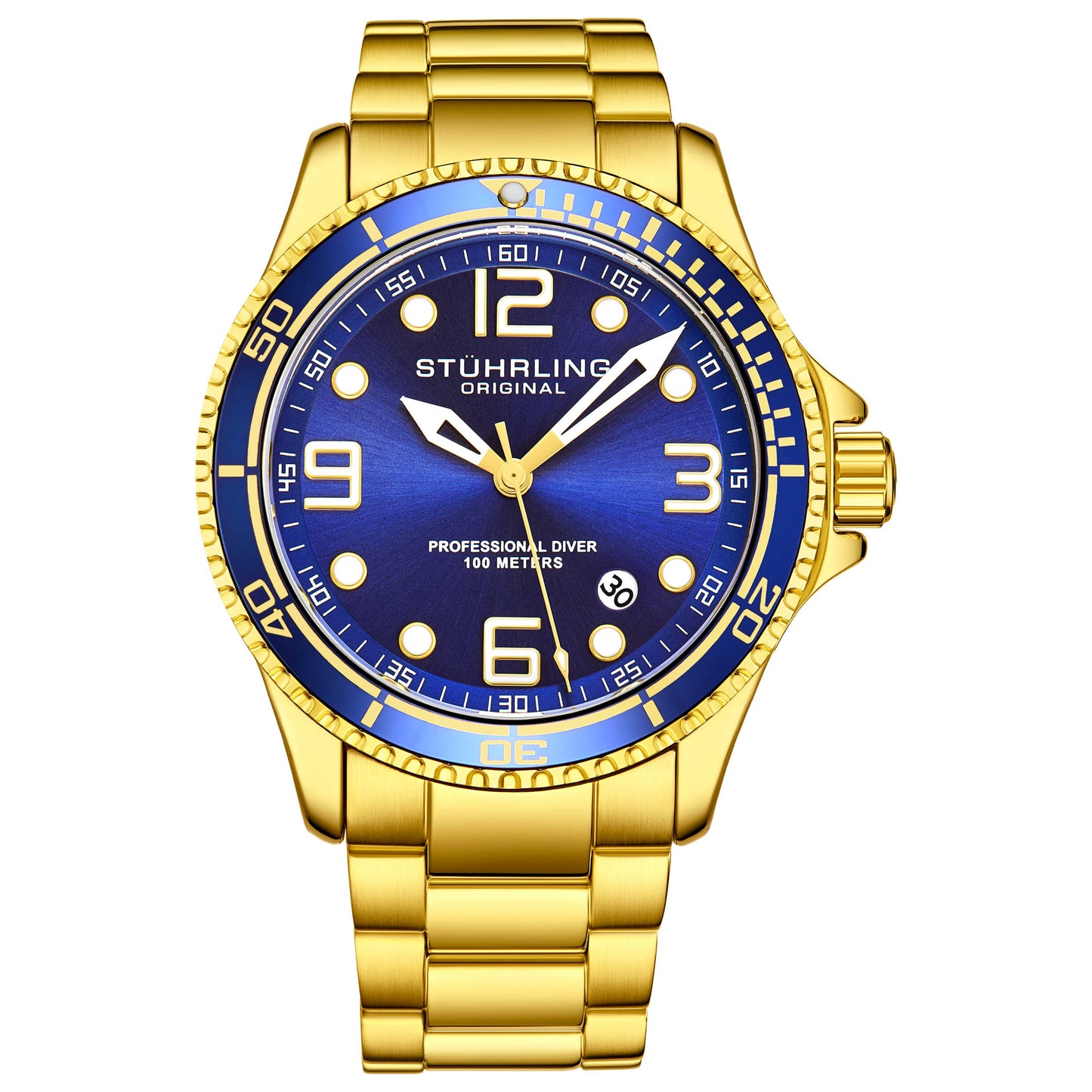 Front view of Stuhrling Aquadiver Men's Quartz Watch M15001