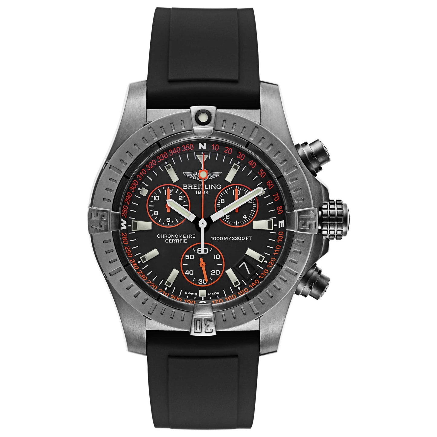 Front view of Breitling Avenger Men's Swiss Quartz (Battery-Powered) Certified Chronometer Watch M73390T2-BA88-134S