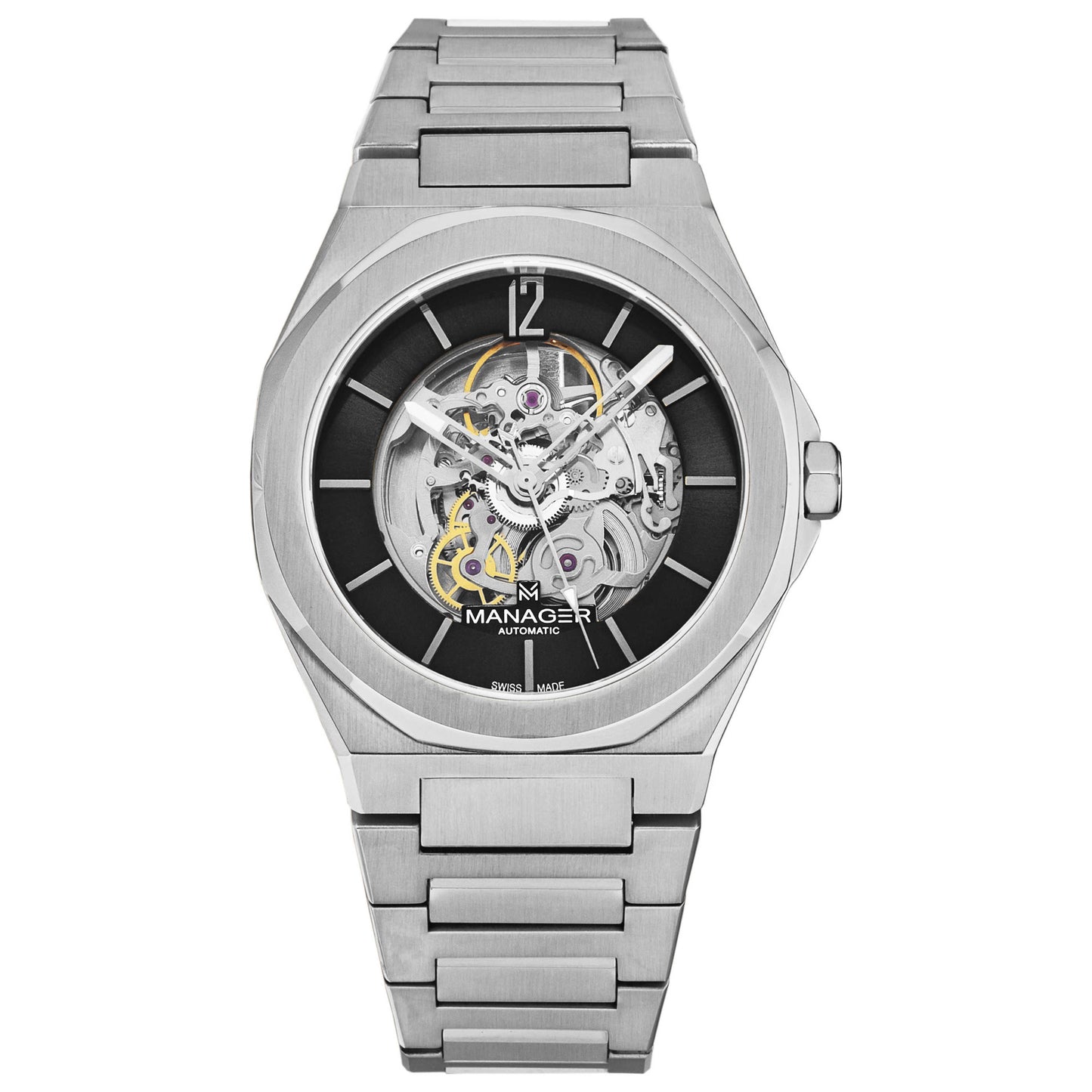 Front view of Manager Open Mind Men's Automatic Watch MAN-RO-01-SM