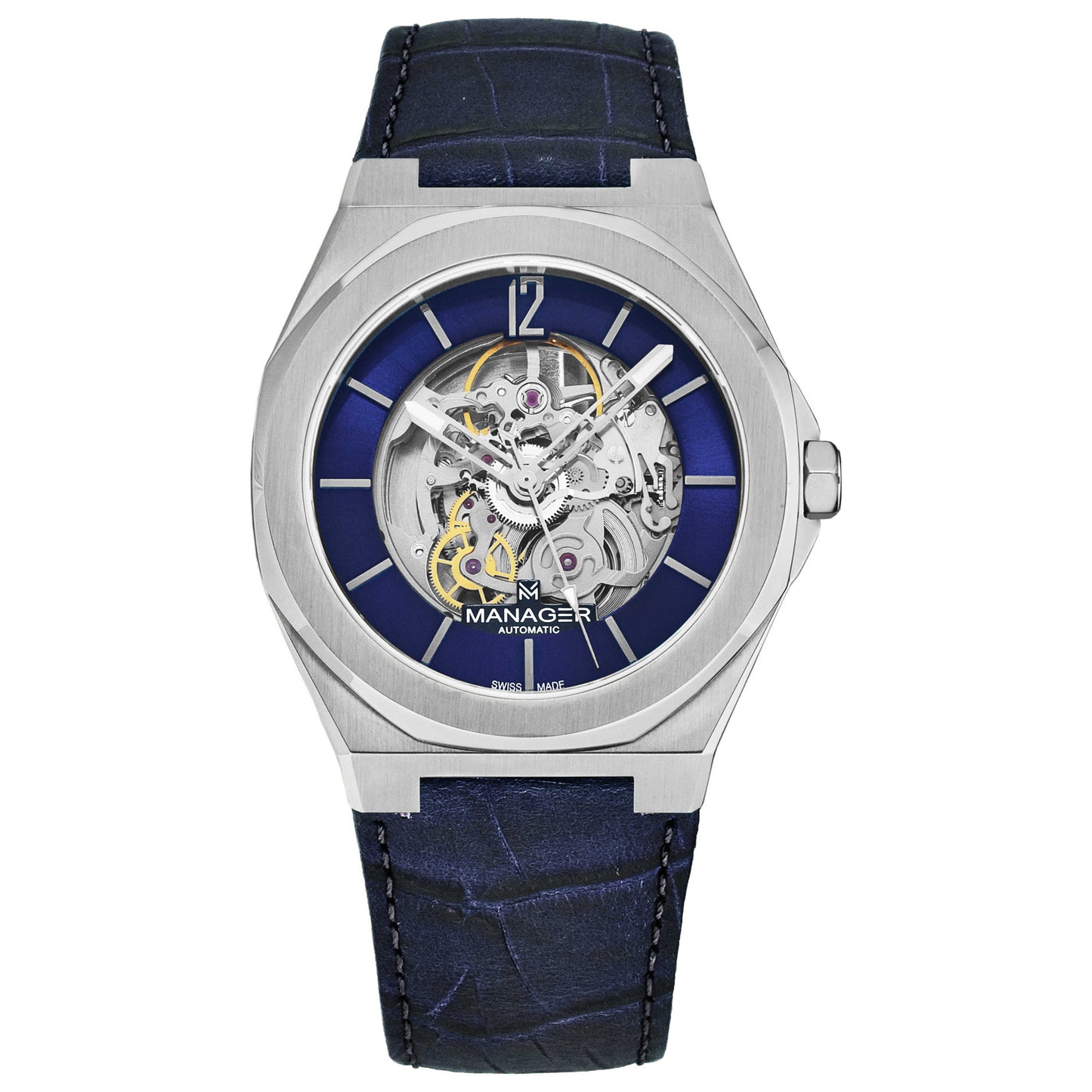 Front view of Manager Open Mind Men's Automatic Watch MAN-RO-03-SL