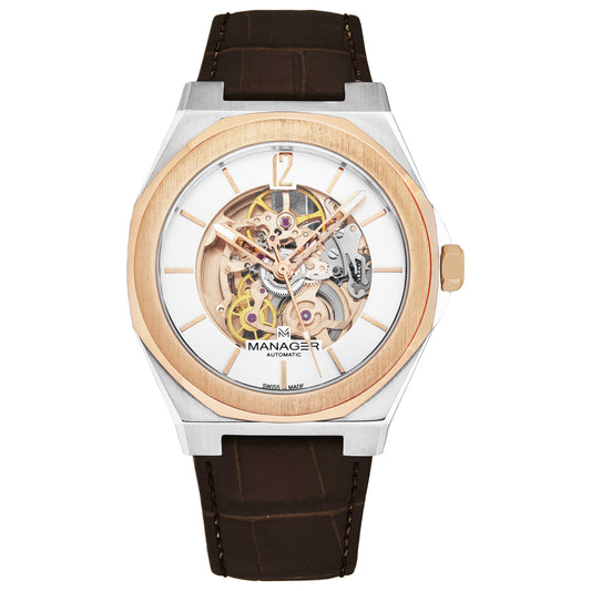 Front view of Manager Open Mind Men's Automatic Watch MAN-RO-05-BL