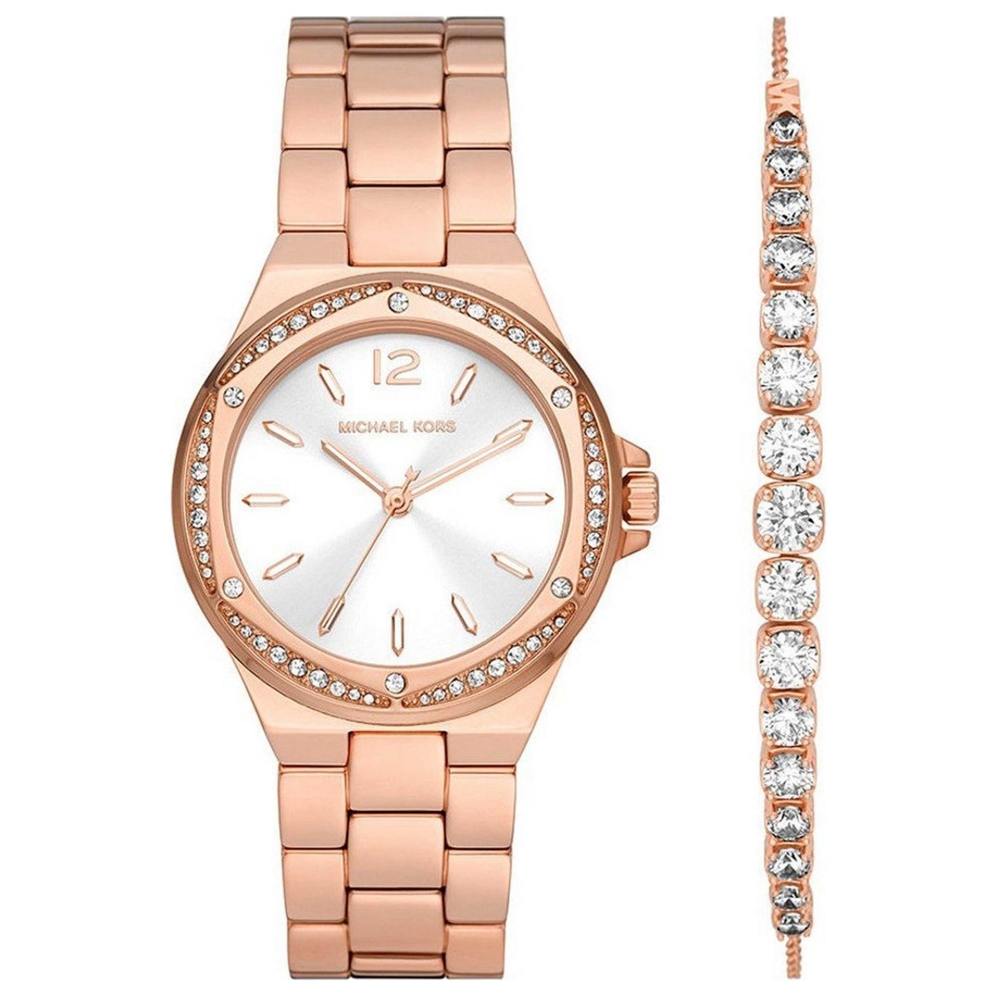 Front view of Michael Kors Lennox Women's Quartz Watch MK1053SET