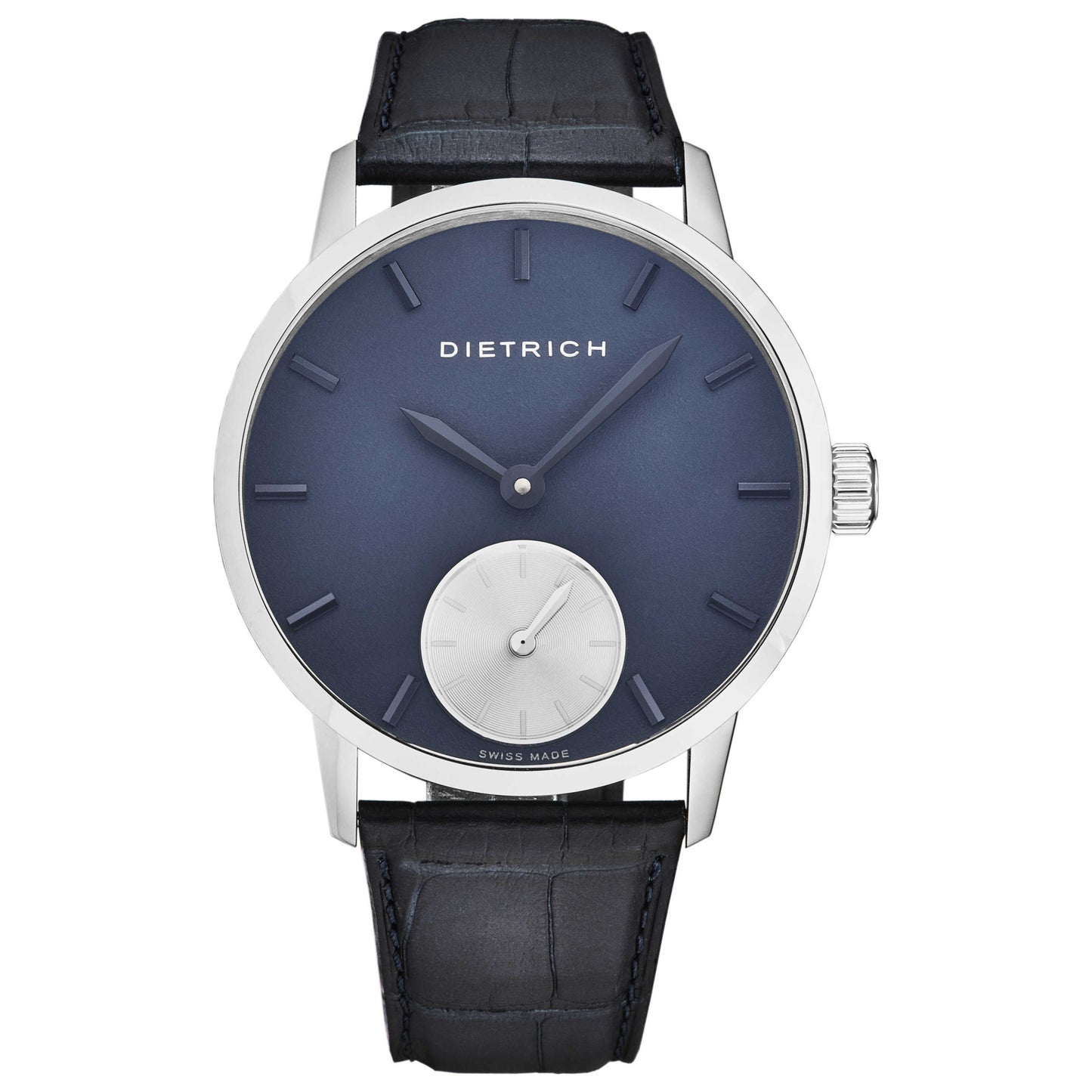 Front view of Dietrich Night Men's Manual-Wind Watch NB BLU