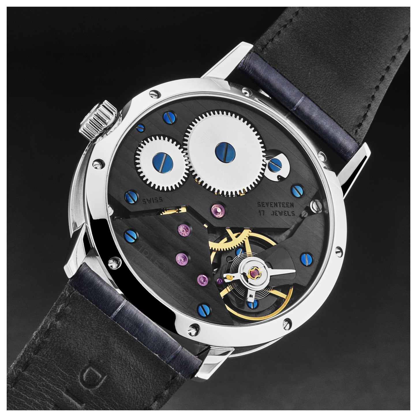 Dietrich Night Men's Manual-Wind Watch NB BLU - Image #7