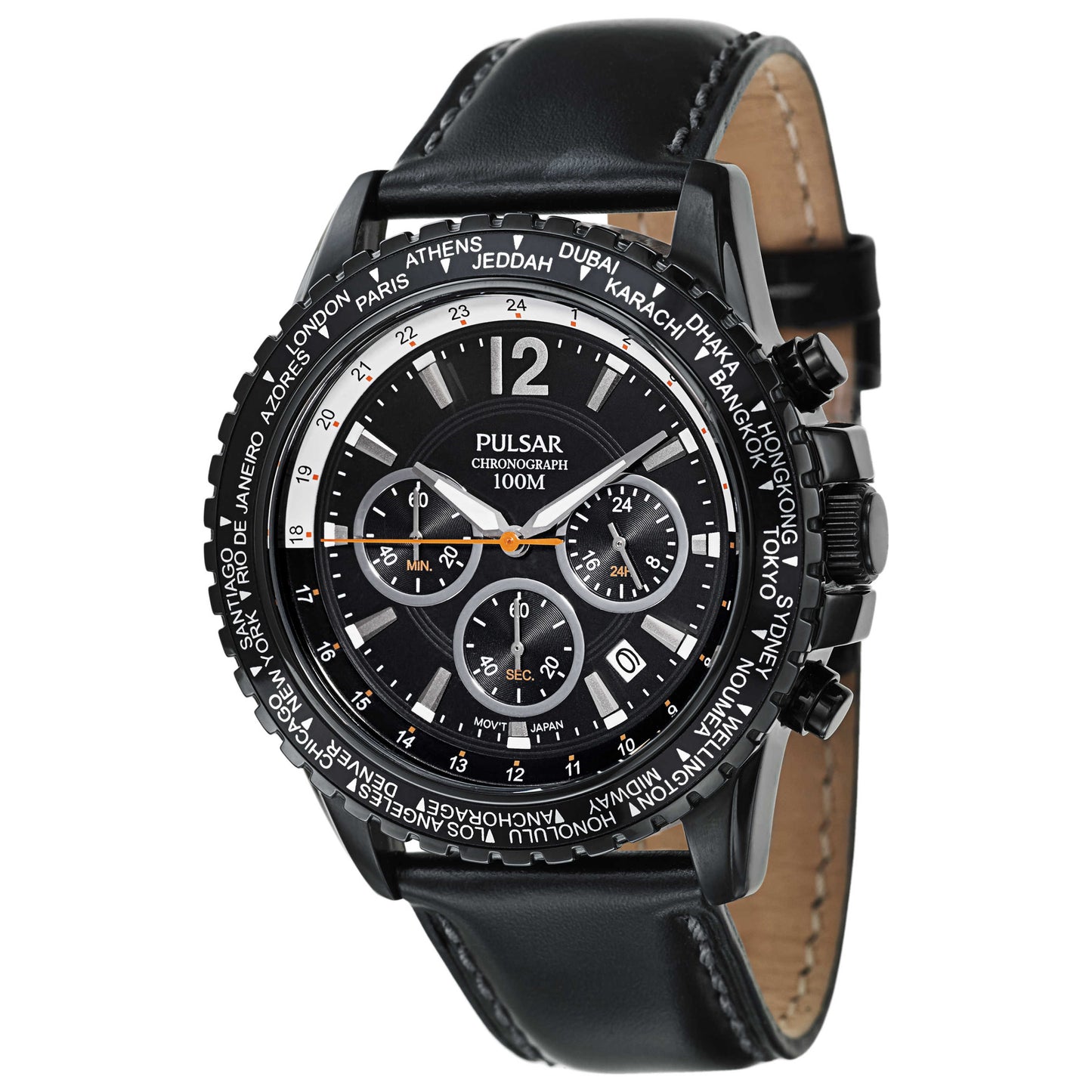 Front view of Pulsar On The Go Men's Japanese Quartz (Battery-Powered) Watch PT3585