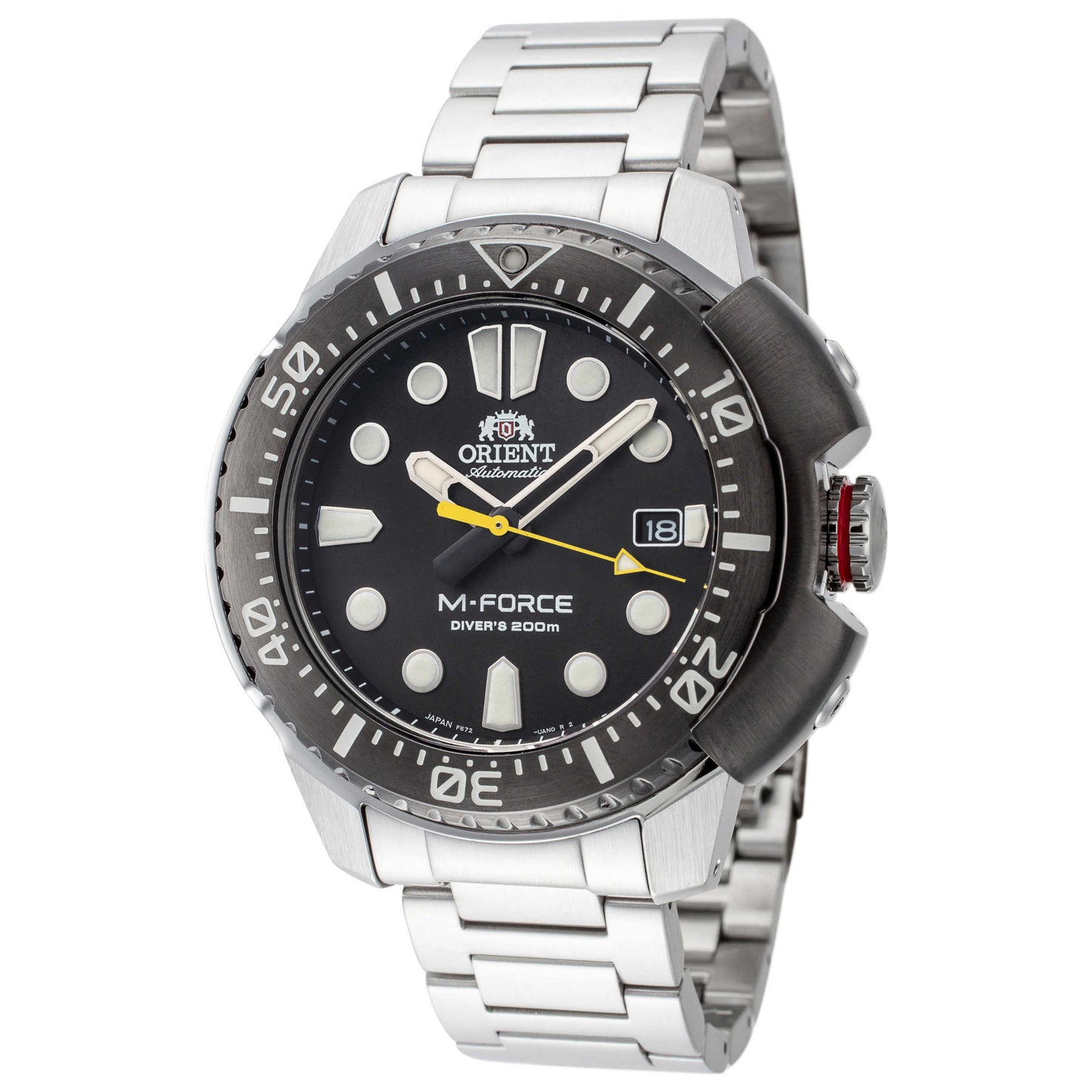 Front view of Orient M-Force Men's Automatic Watch RA-AC0L03B00B