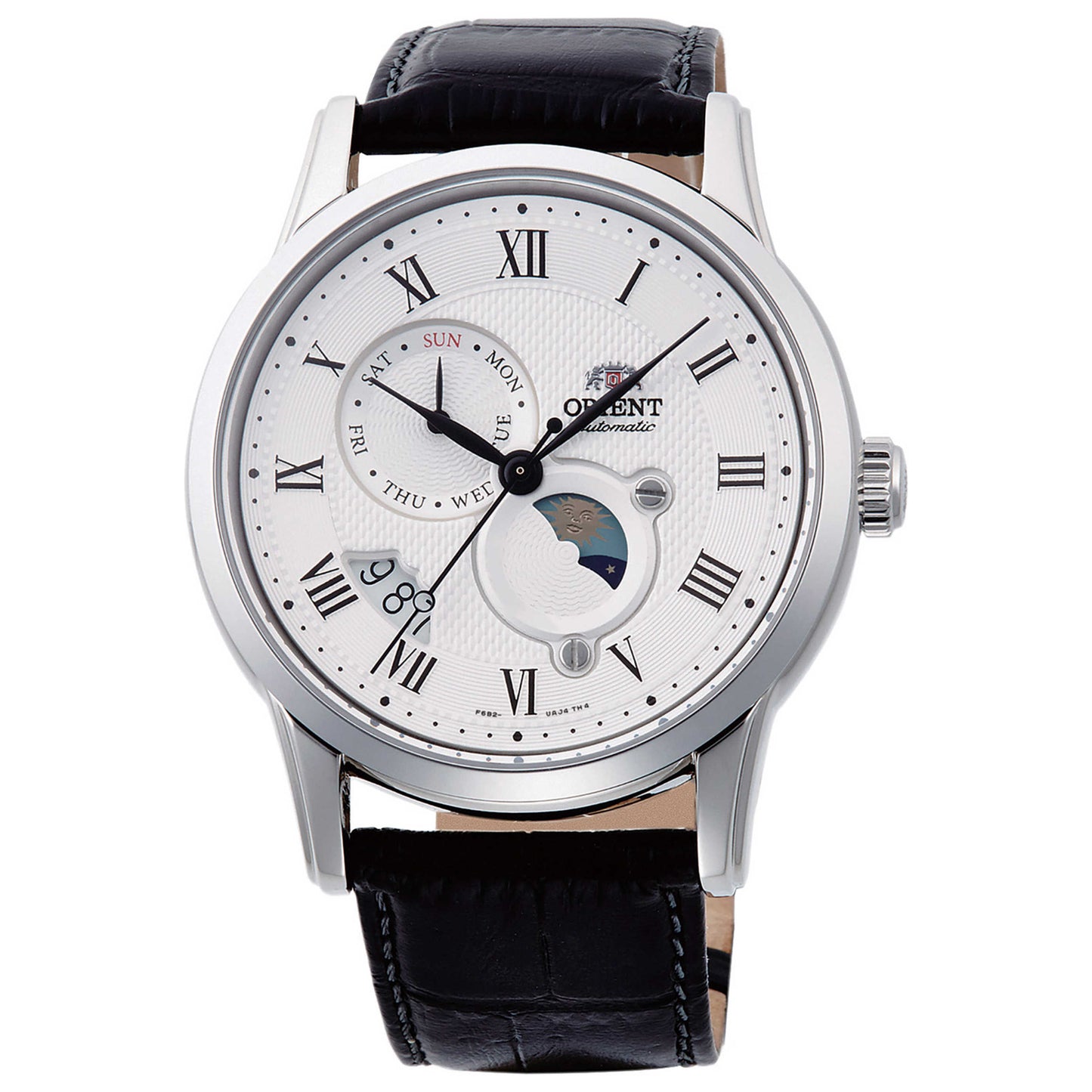 Front view of Orient Classic Sun & Moon Men's Automatic Watch RA-AK0008S