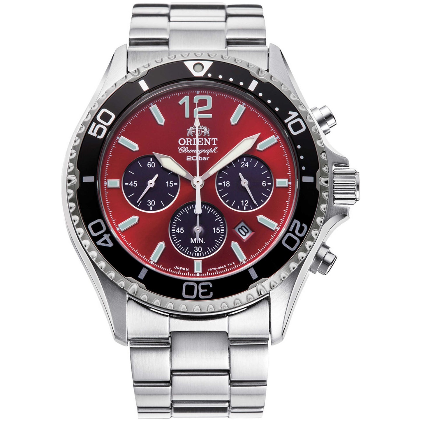 Front view of Orient Sports Mako Men's Solar Watch RA-TX0207R10B