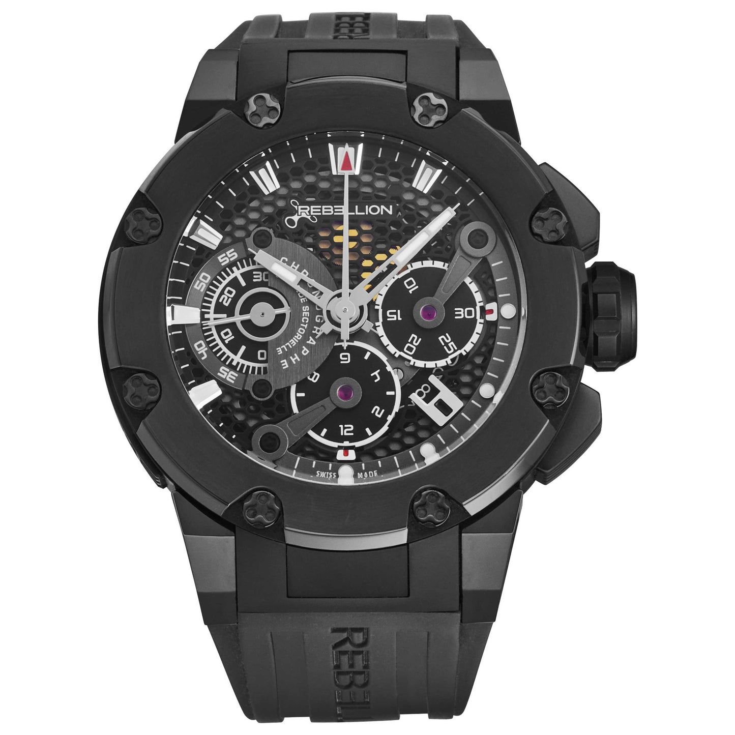 Front view of Rebellion Predator Men's Automatic Watch RBPRCH.TB.BK