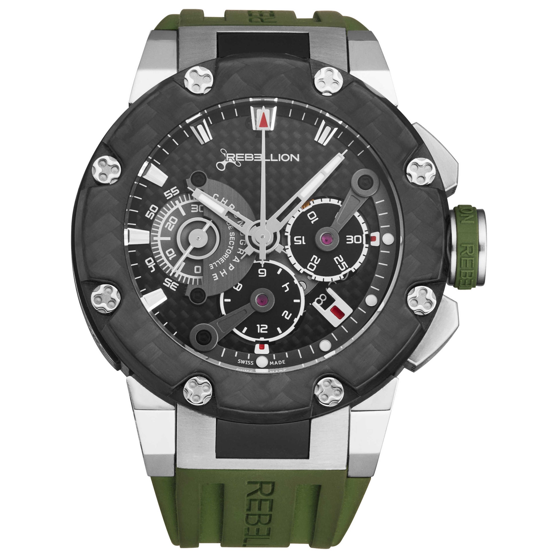 Front view of Rebellion Predator Men's Automatic Watch RBPRCH.TICP.BK
