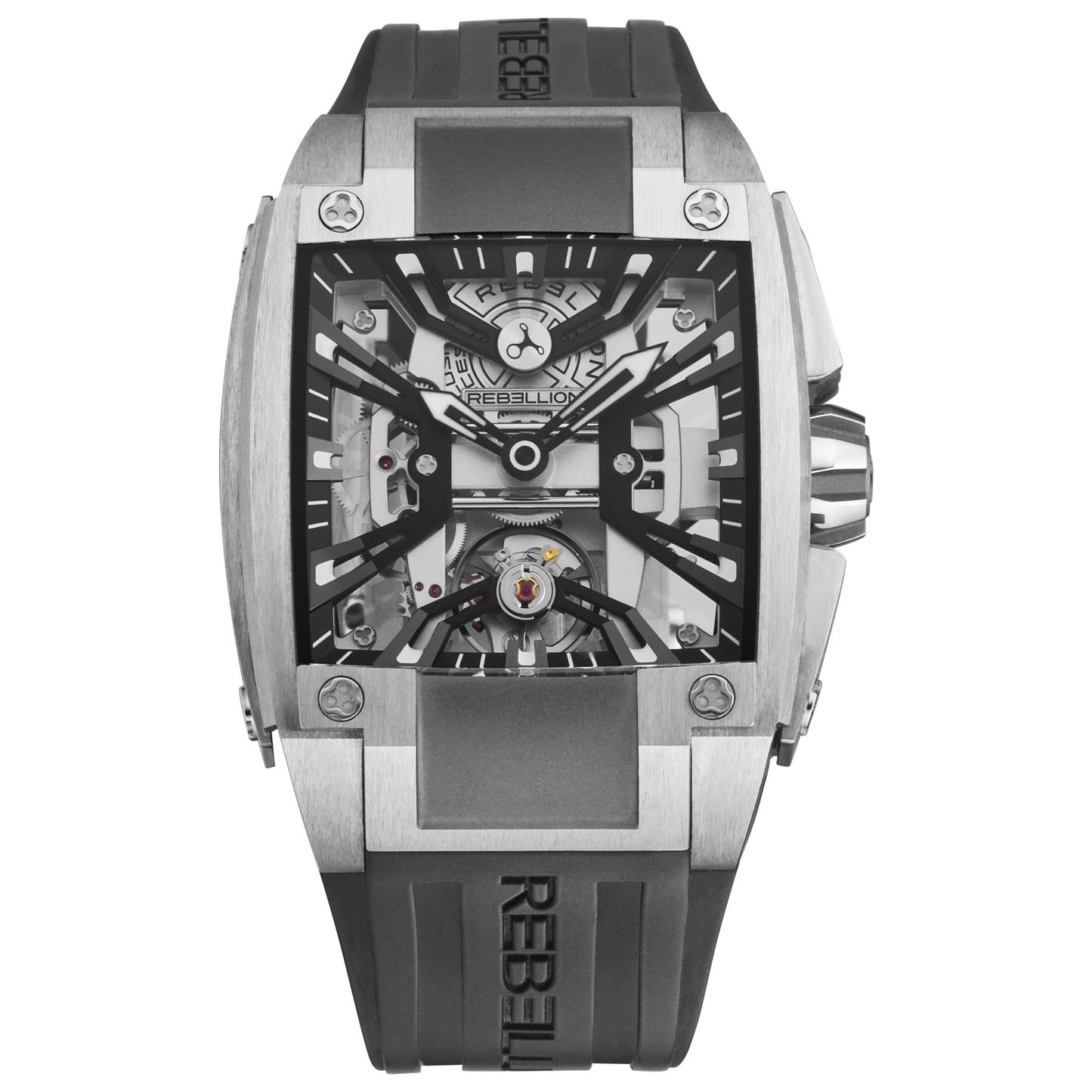 Front view of Rebellion Re-Volt Men's Manual-Wind Watch RBREV2H.TI.BKRH
