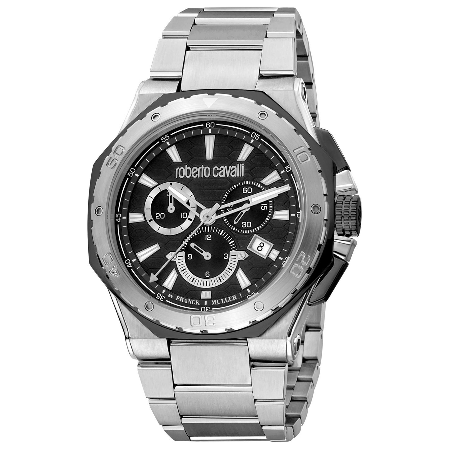 Front view of Roberto Cavalli by Franck Muller Men's Quartz Watch RV1G153M0051