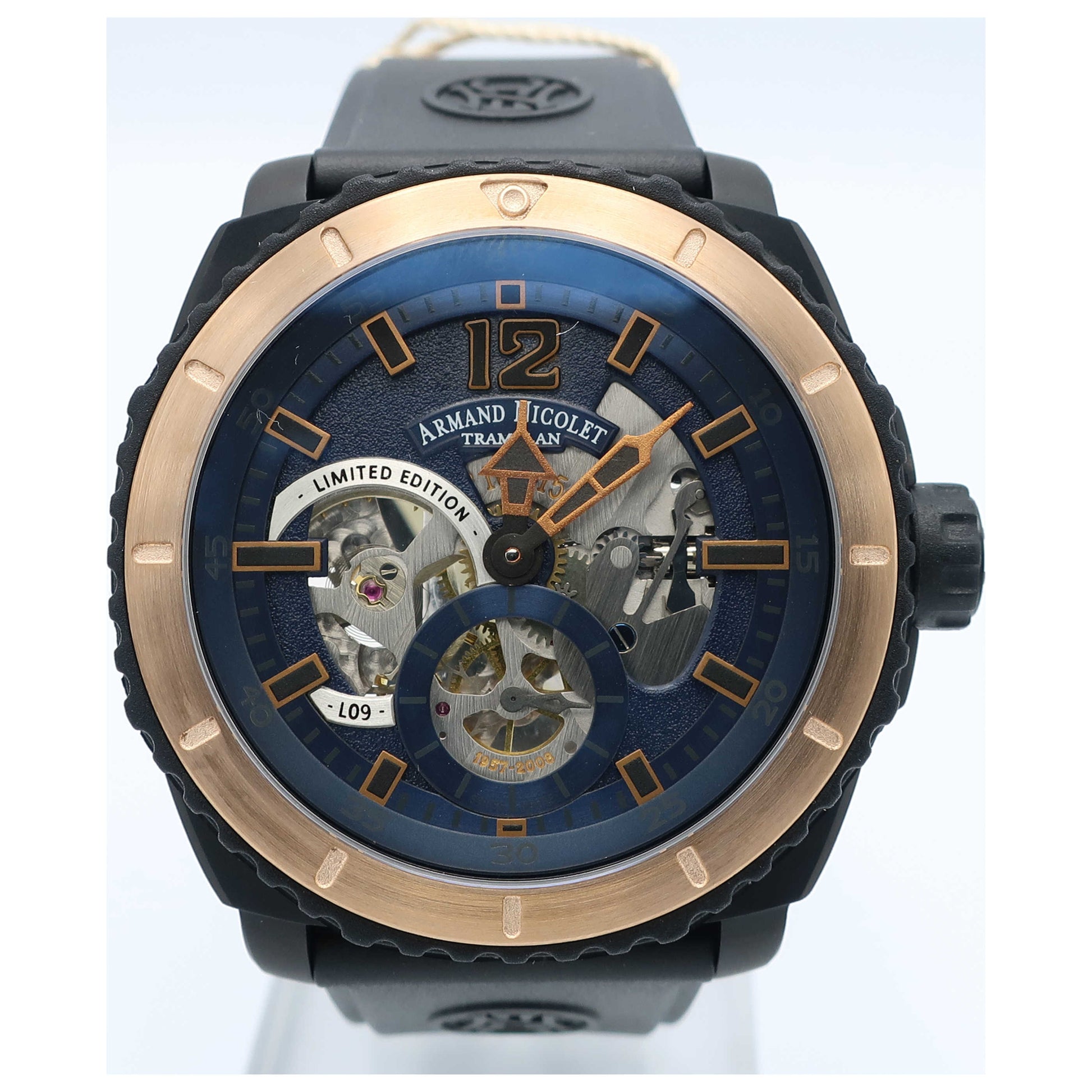 Front view of Armand Nicolet L09 Men's Manual-Wind Watch S619AQN-BU-G9610-SD