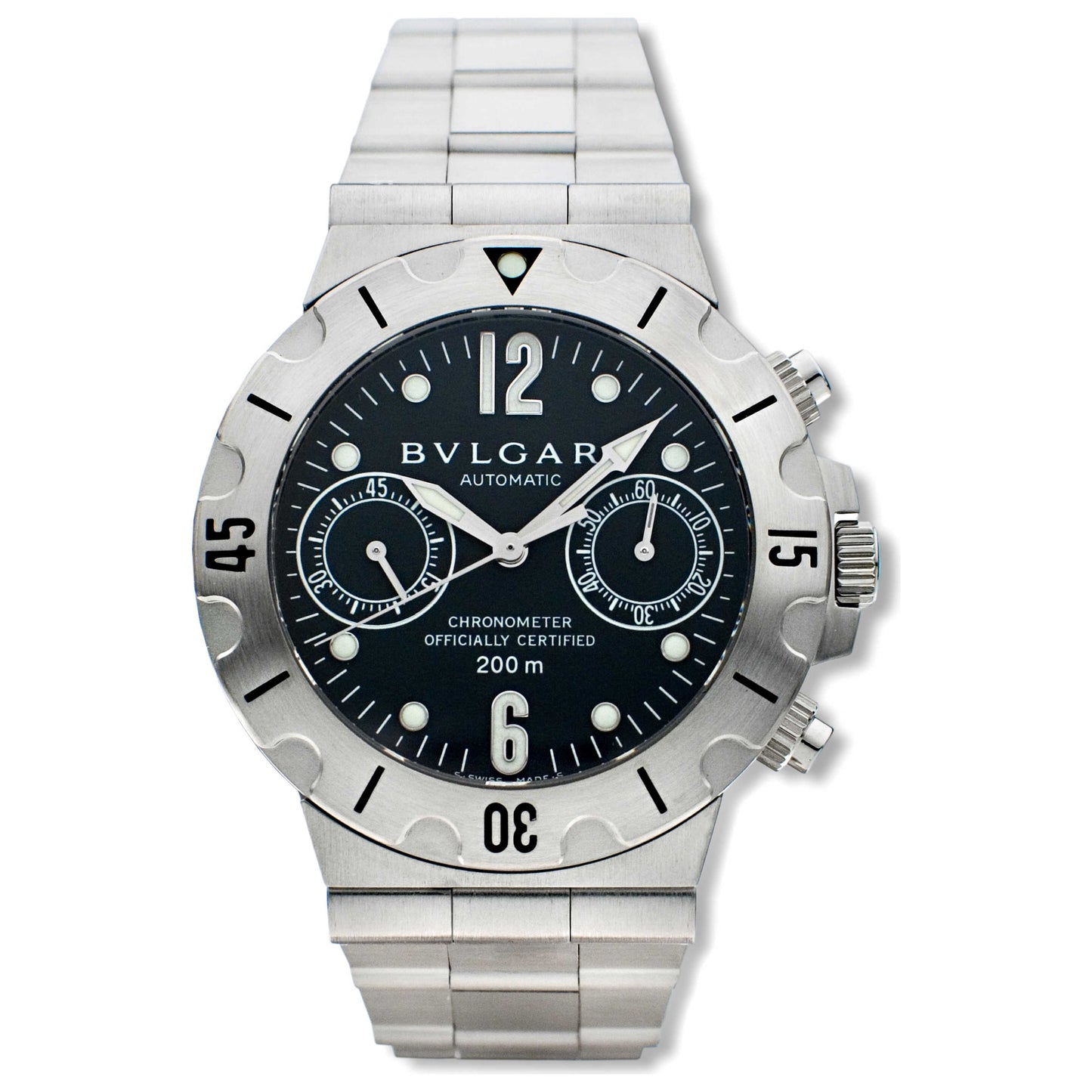 Front view of Bulgari Diagono Professional Men's Automatic Watch SC38SS-SLN