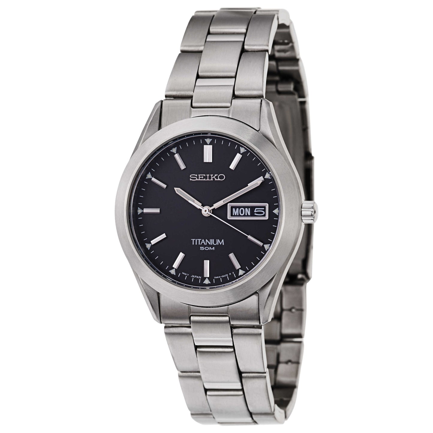Front view of Seiko Titanium Men's Japanese Quartz (Battery-Powered) Watch SGG707