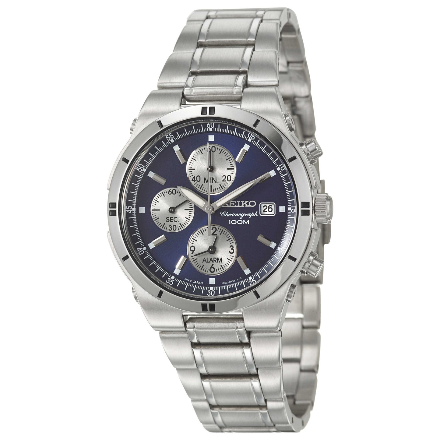 Front view of Seiko Alarm Chronograph Men's Japanese Quartz (Battery-Powered) Watch SNA695